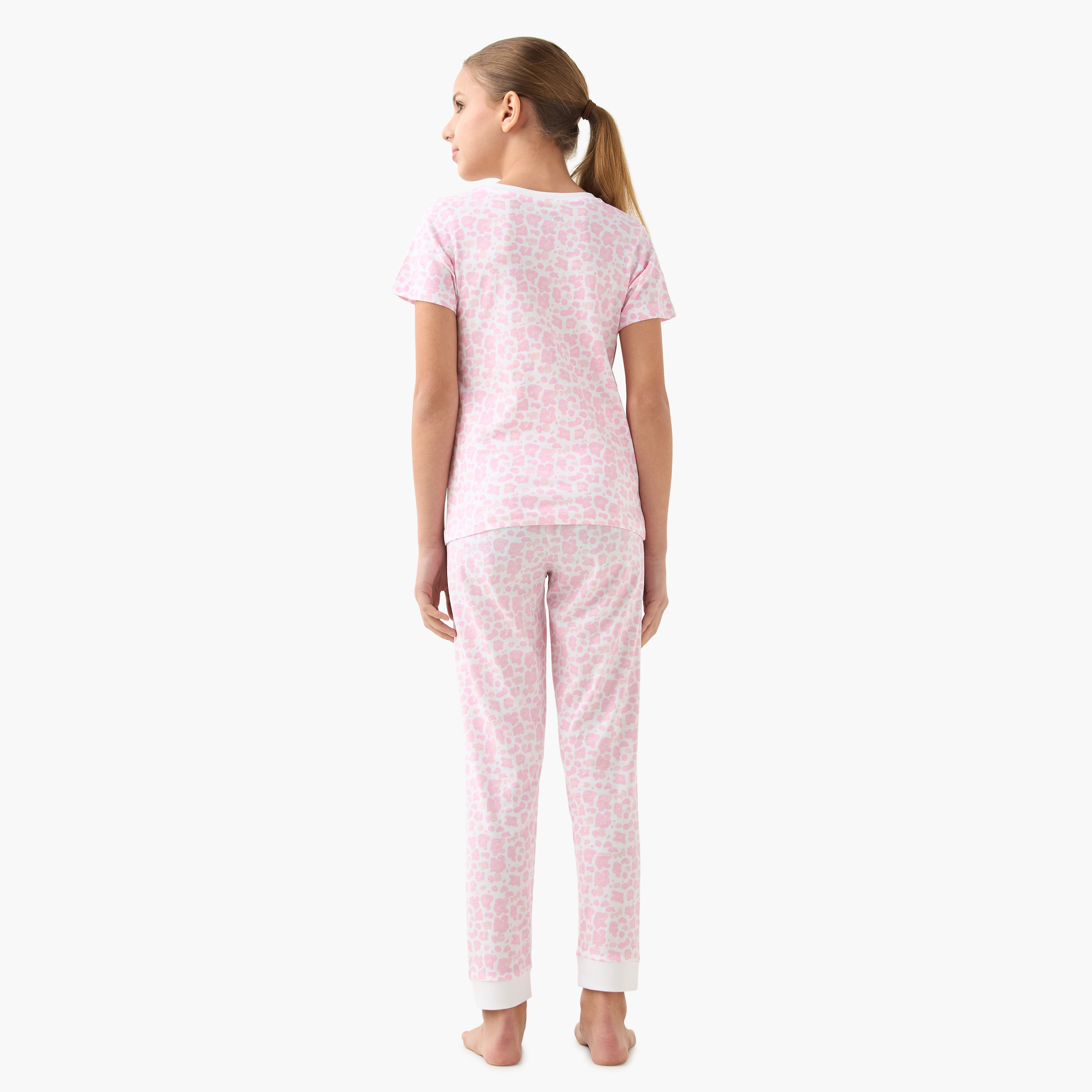 Juniors All-Over Print T-shirt and Pyjama Set-girls-clothing-nightwear-image-4