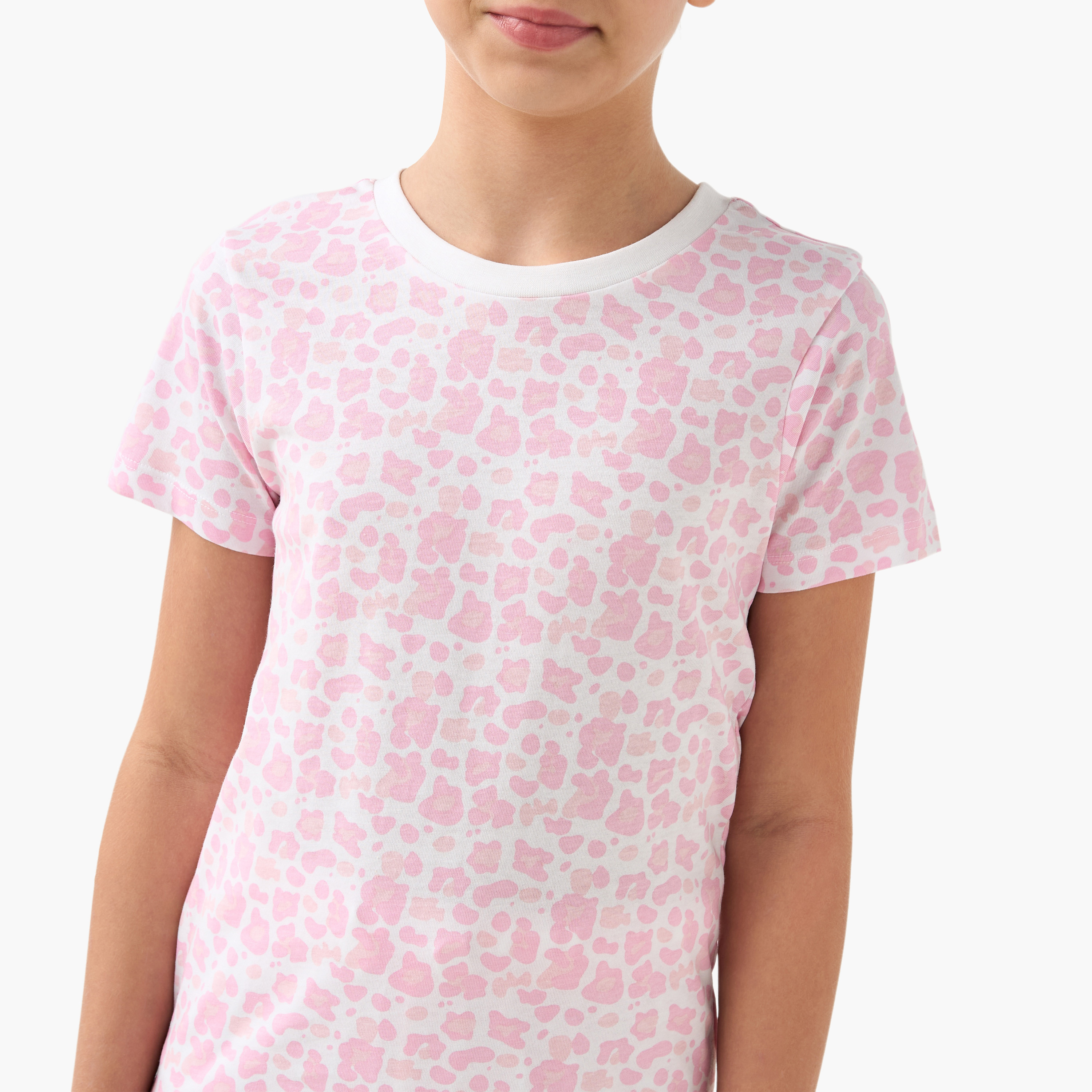 Juniors All-Over Print T-shirt and Pyjama Set-girls-clothing-nightwear-image-5
