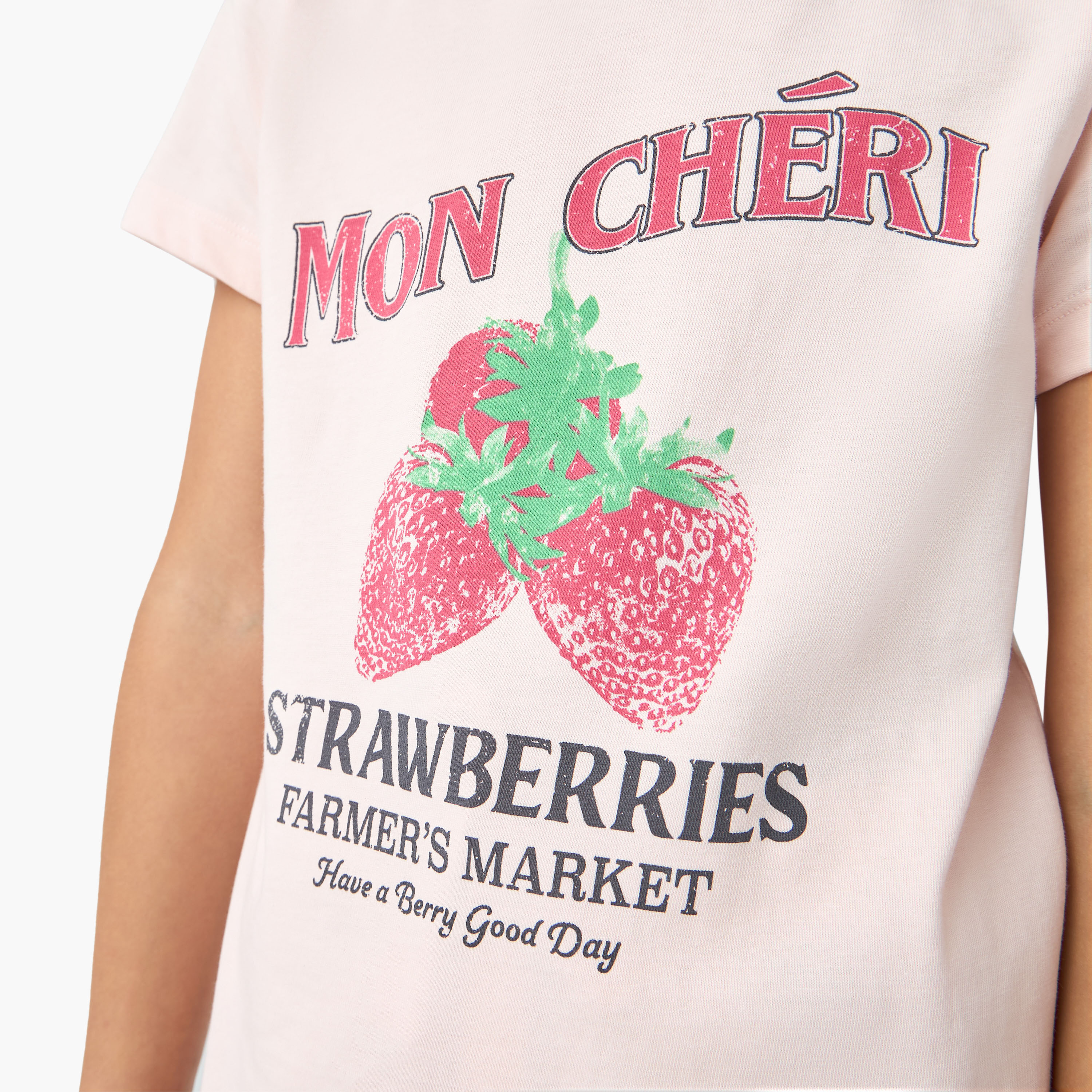 Juniors Strawberry Print T-shirt and Pyjama Set-girls-clothing-nightwear-image-5
