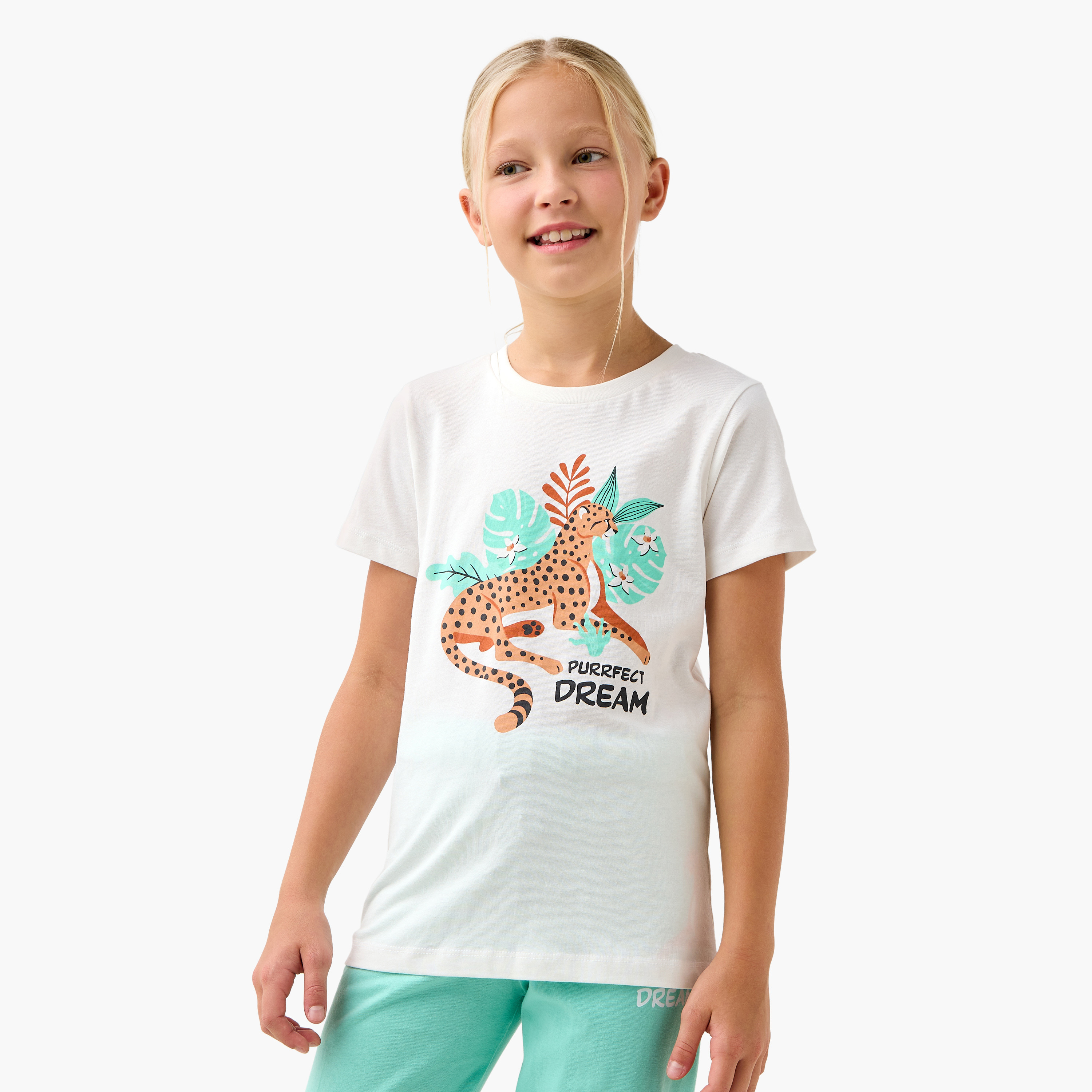 Juniors Printed T-shirt and Pyjama Set-girls-clothing-nightwear-image-2