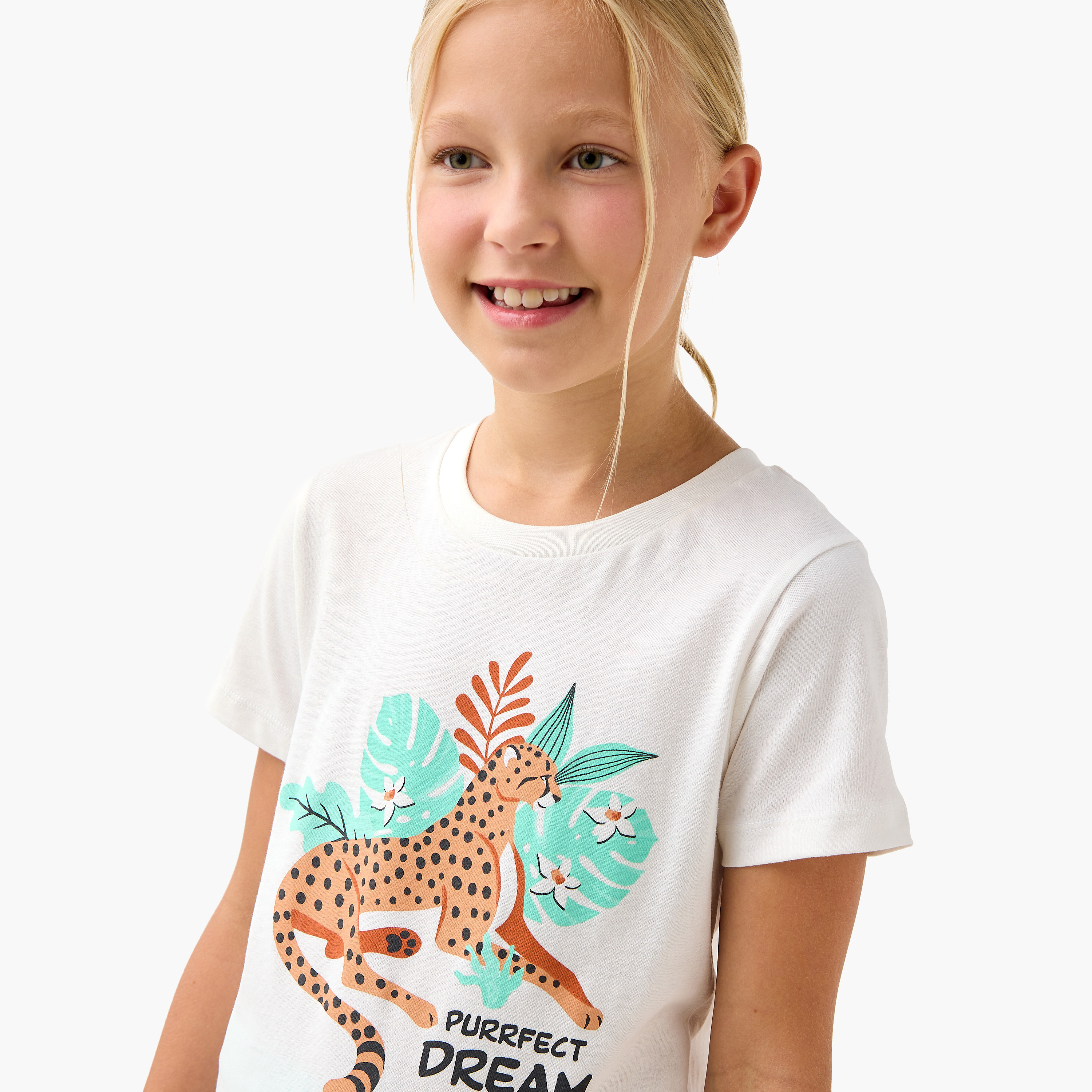 Juniors Printed T-shirt and Pyjama Set-girls-clothing-nightwear-image-5