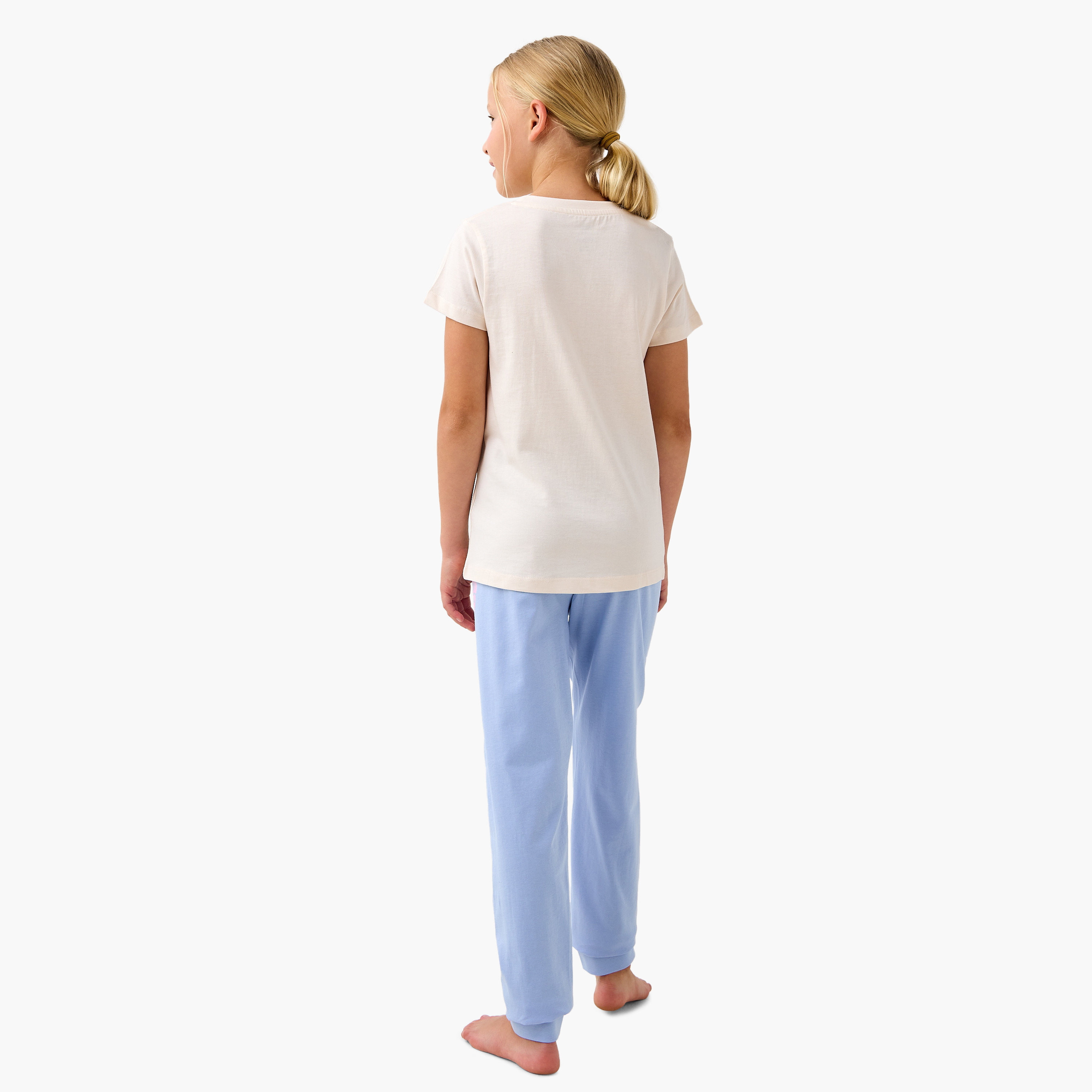 Juniors Butterfly Print T-shirt and Pyjama Set-girls-clothing-nightwear-image-4