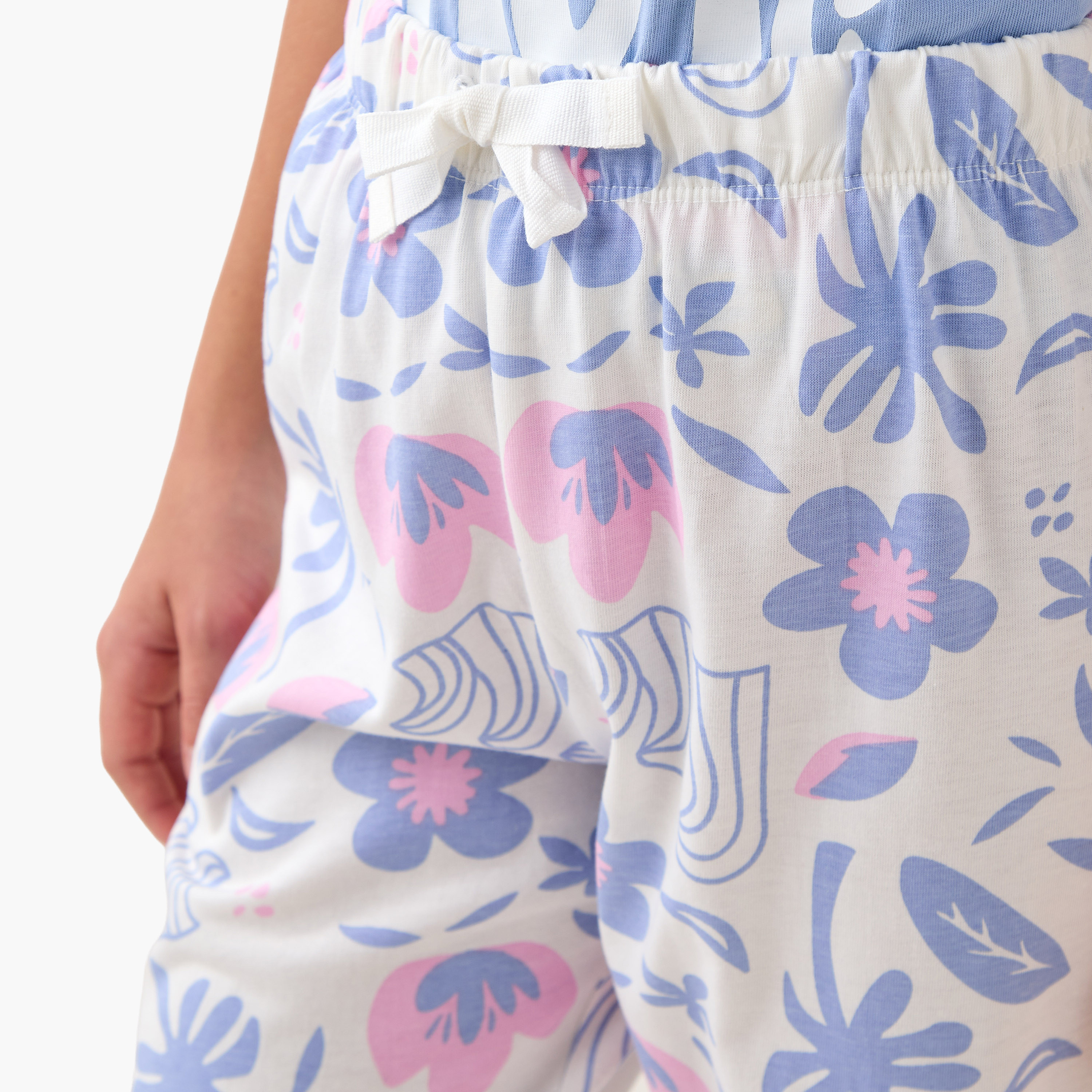 Juniors Floral Print T-shirt and Pyjama Set-girls-clothing-nightwear-image-6