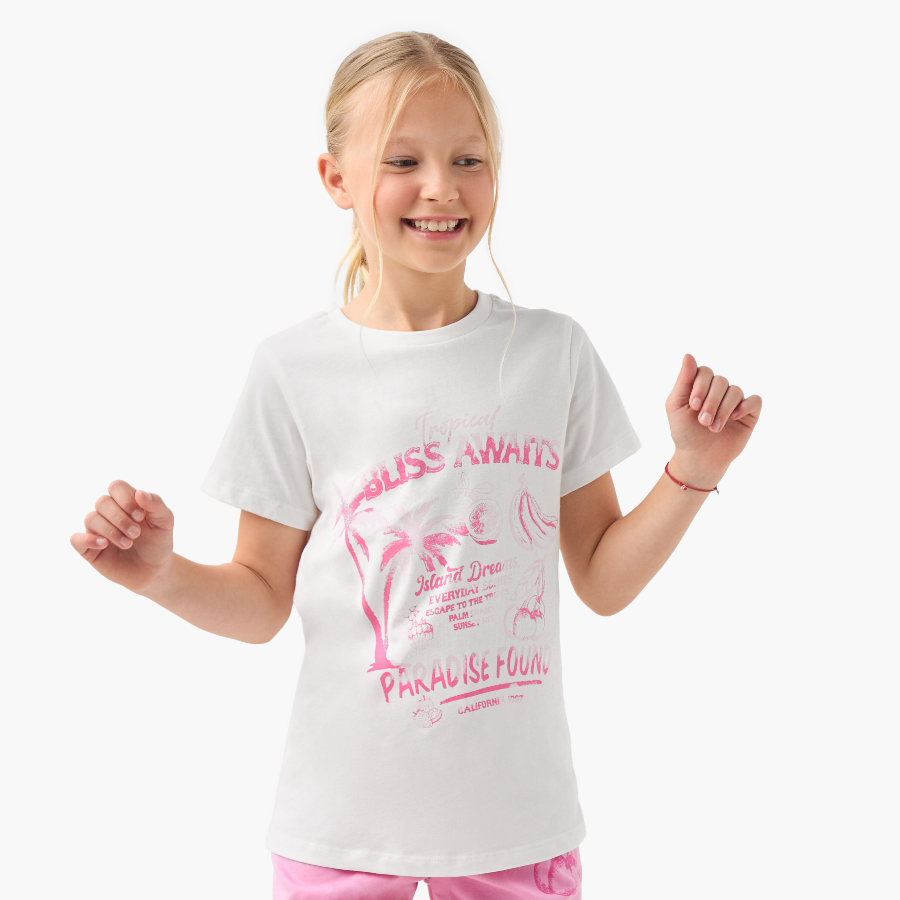 Juniors Printed T-shirt and Pyjama Set-girls-clothing-nightwear-image-2