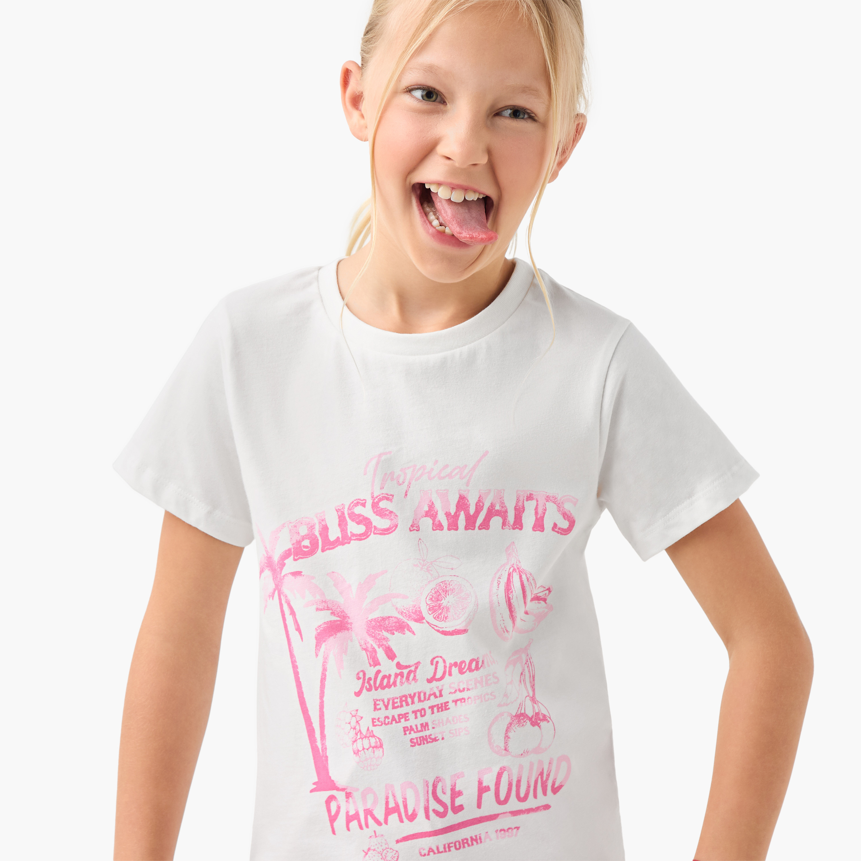 Juniors Printed T-shirt and Pyjama Set-girls-clothing-nightwear-image-5