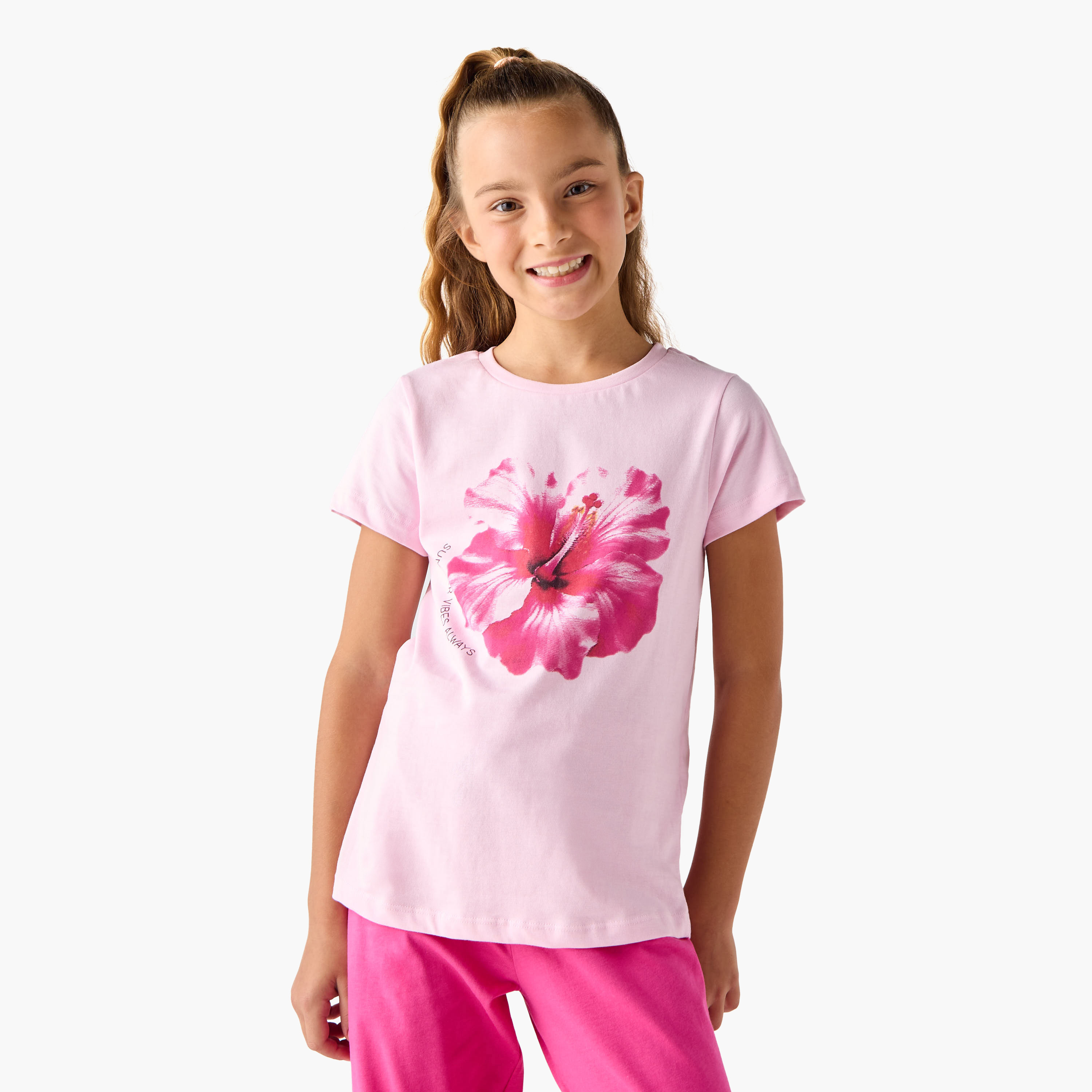طقم تيشيرت وبنطلون بيجاما بطبعات زهرية من جونيورز-girls-clothing-nightwear-image-2