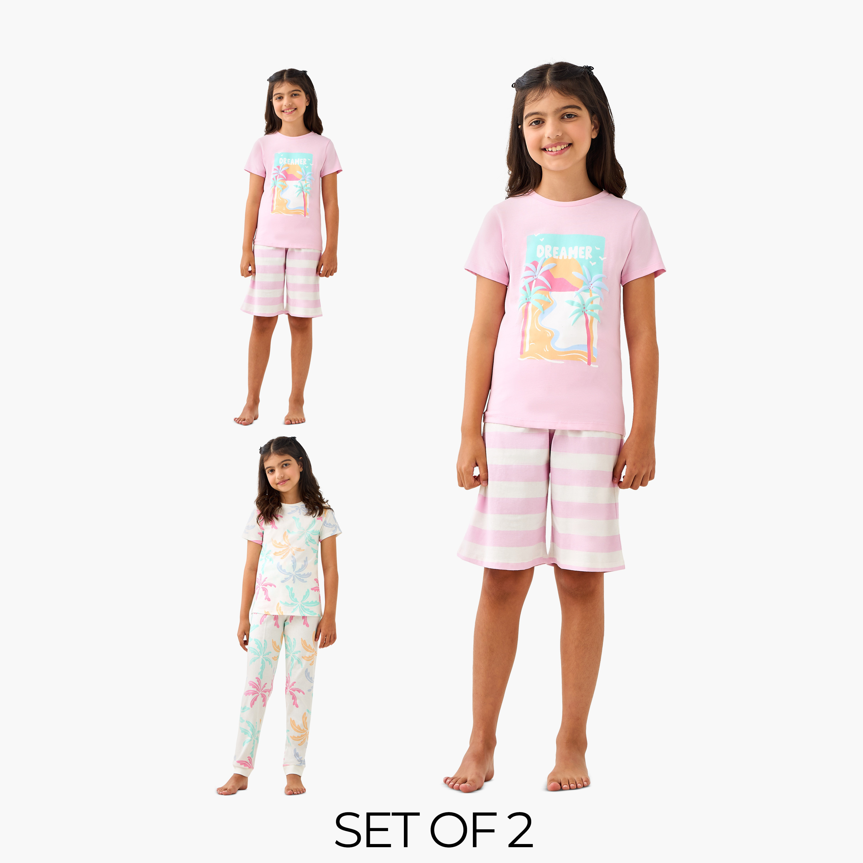 Juniors Printed T-shirts and Pyjamas - Set of 2-girls-clothing-nightwear-image-1