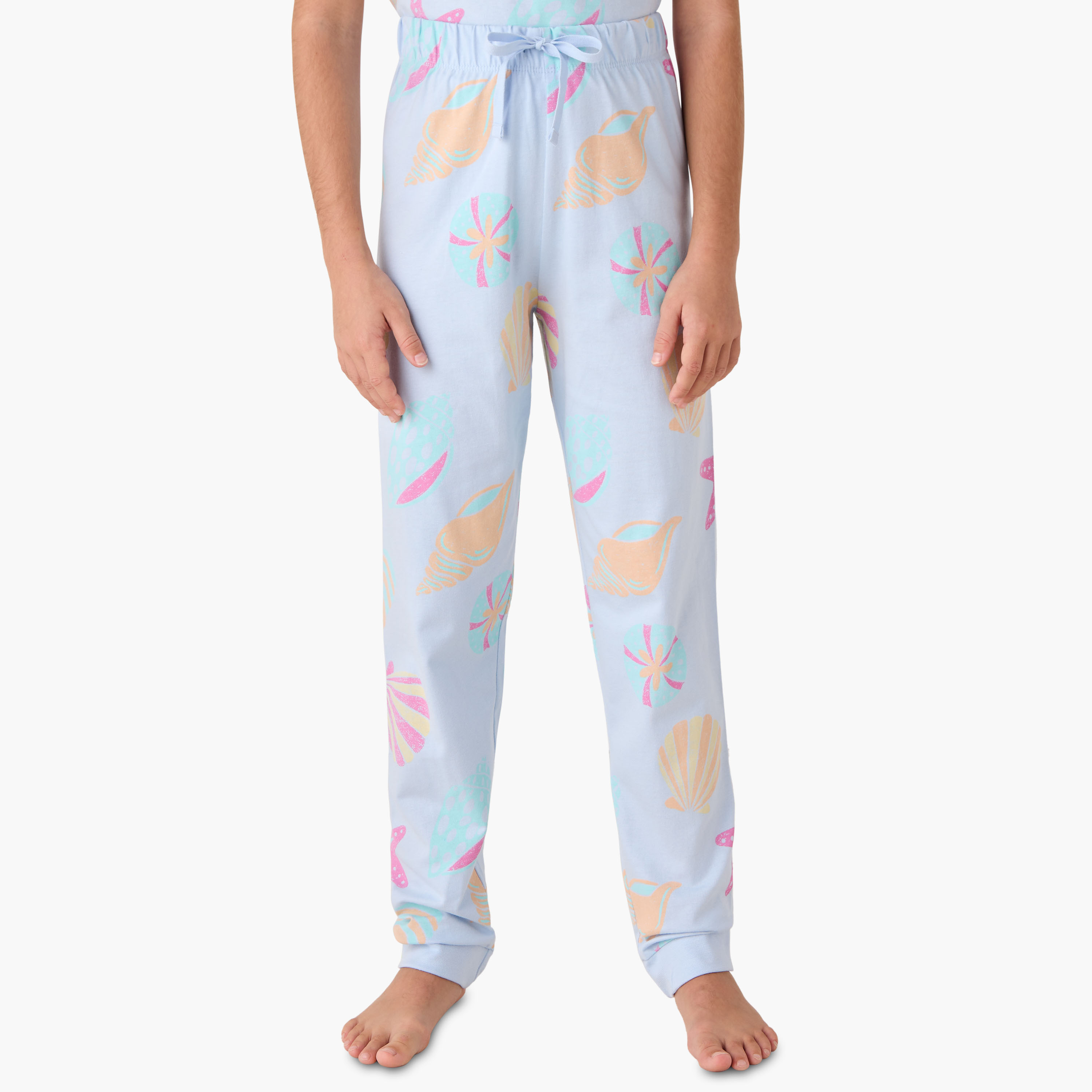 Juniors Seashell Print T-shirts and Pyjamas - Set of 2-girls-clothing-multipacks-image-5