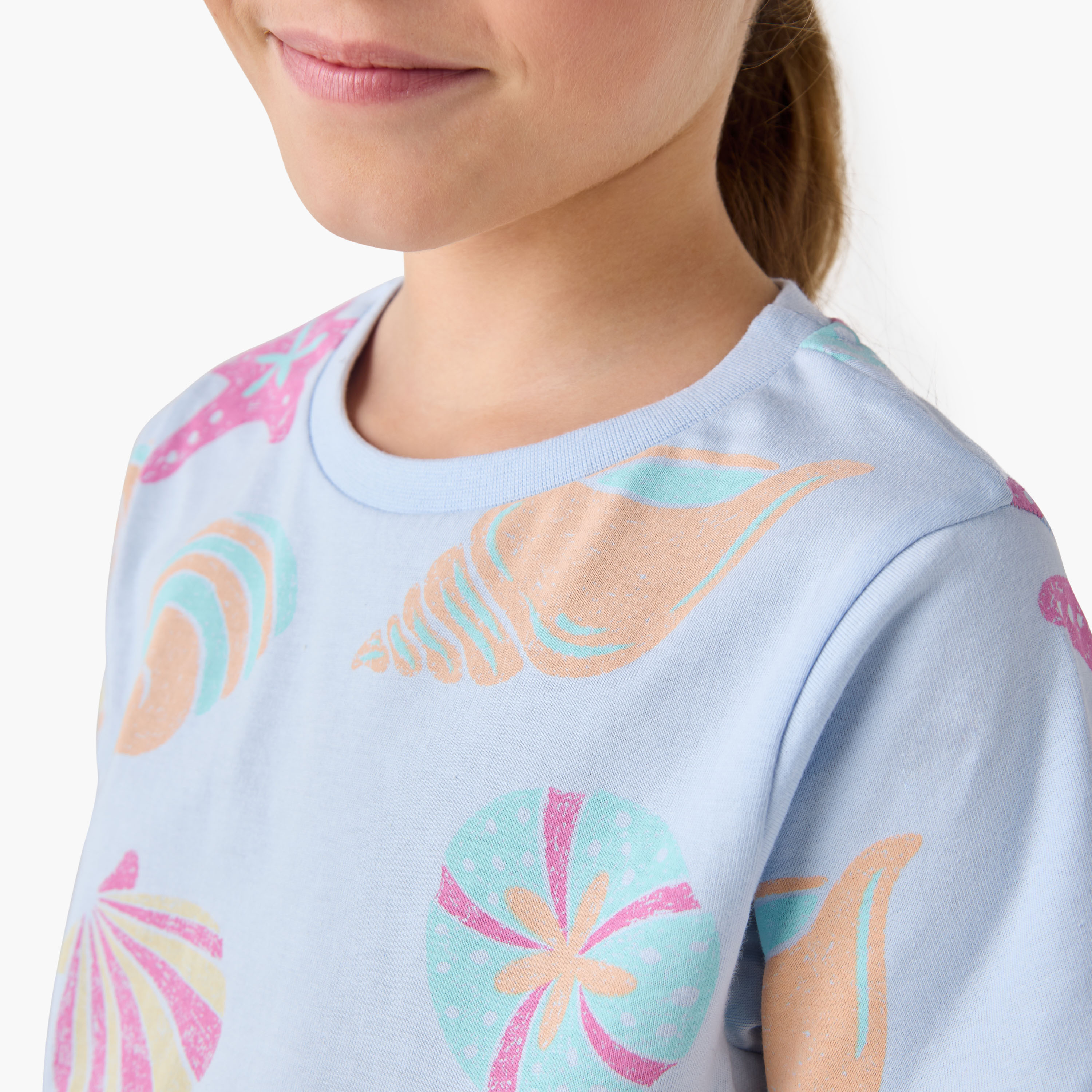 Juniors Seashell Print T-shirts and Pyjamas - Set of 2-girls-clothing-multipacks-image-7