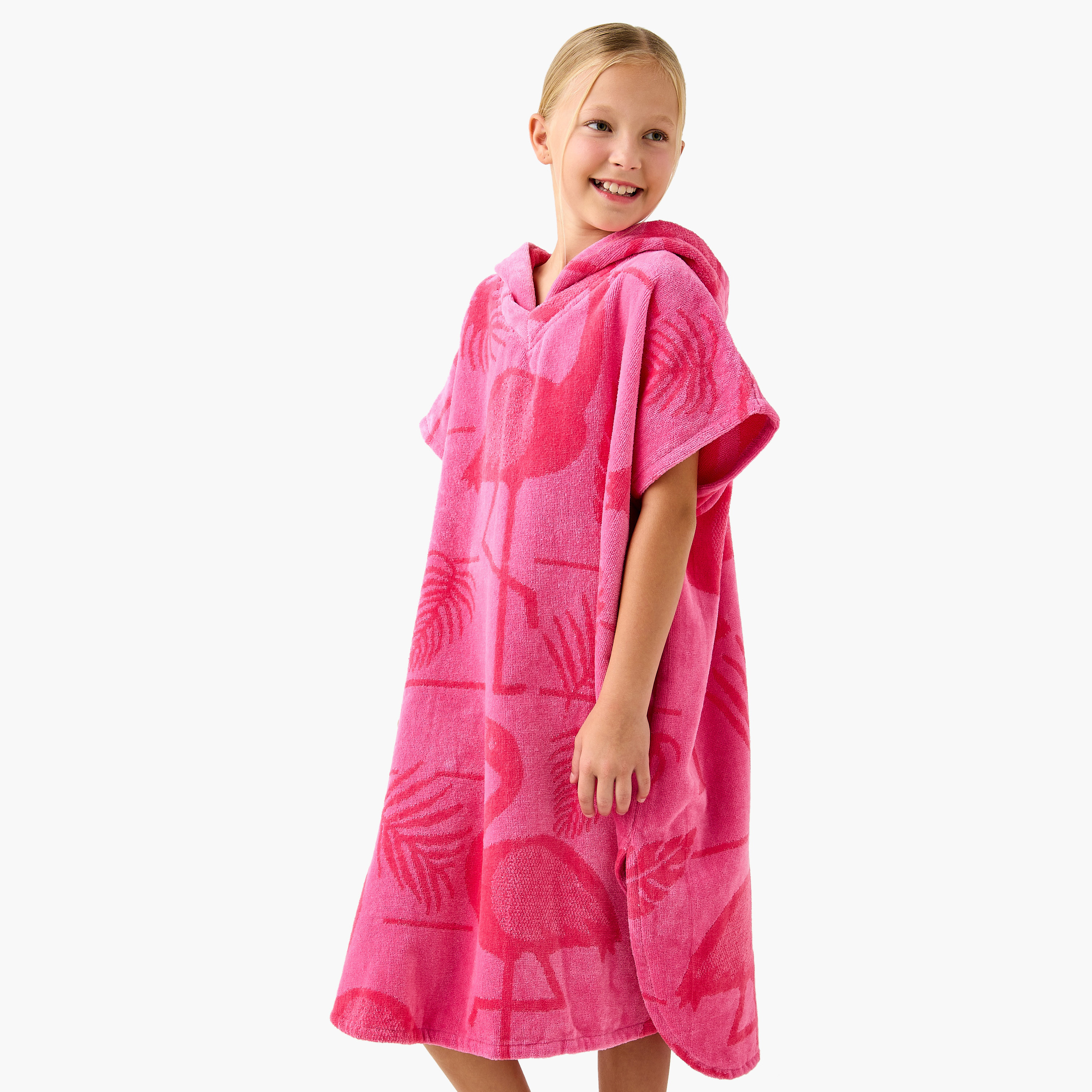 روب حمام تيري بقبعة وطبعات فلامنجو من جونيورز-girls-clothing-nightwear-image-1