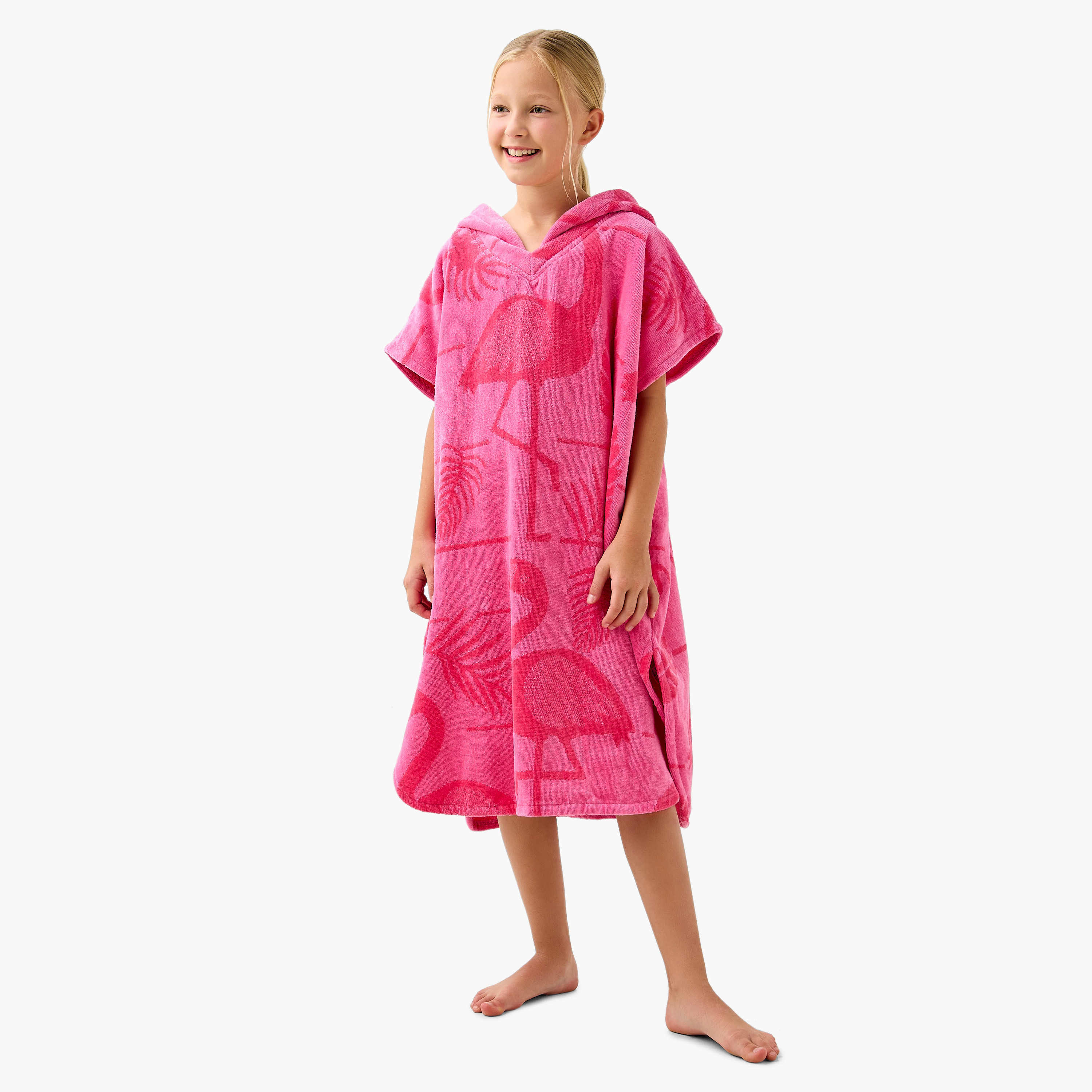 روب حمام تيري بقبعة وطبعات فلامنجو من جونيورز-girls-clothing-nightwear-image-2