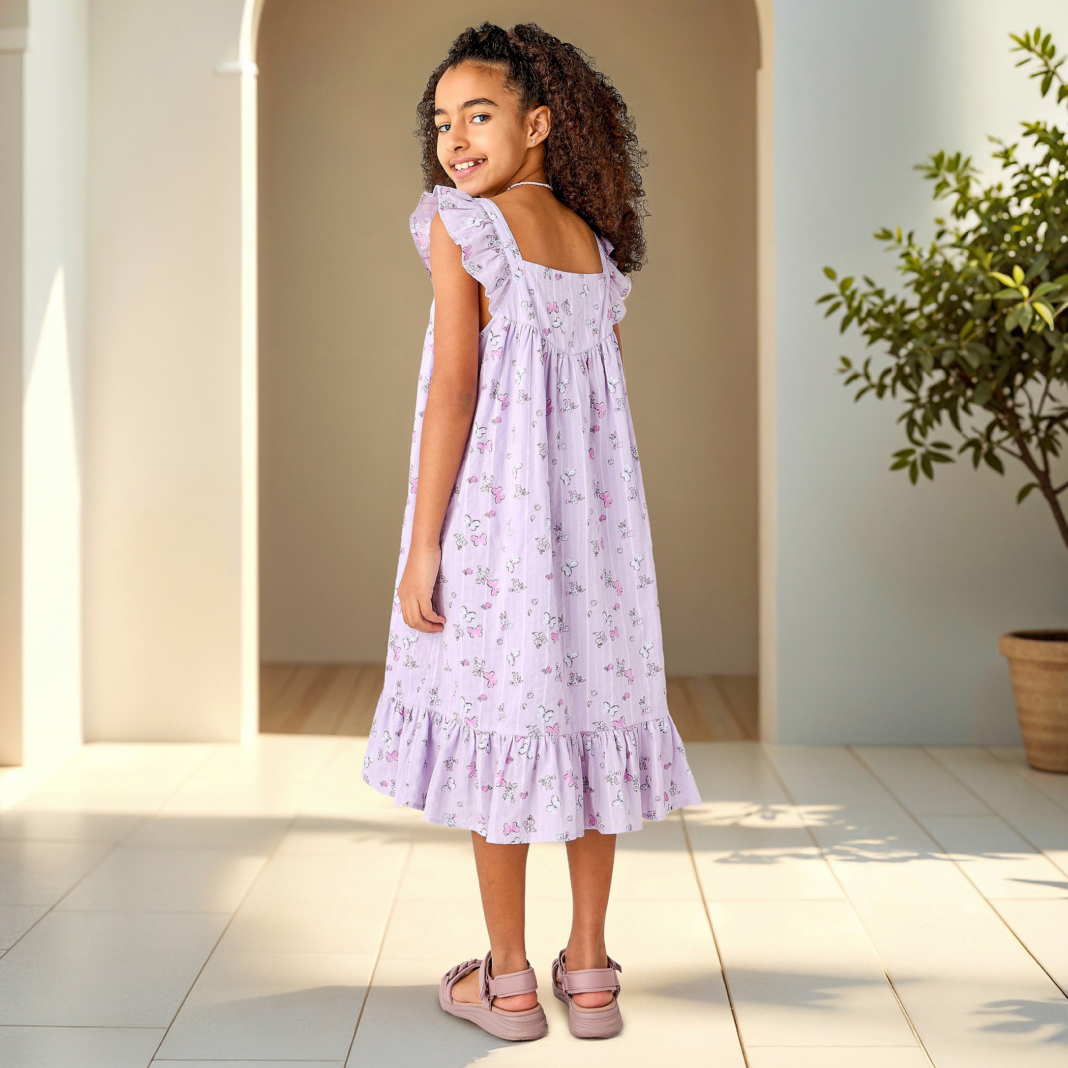 Juniors Floral Print Sleeveless Night Dress-girls-clothing-nightwear-image-3