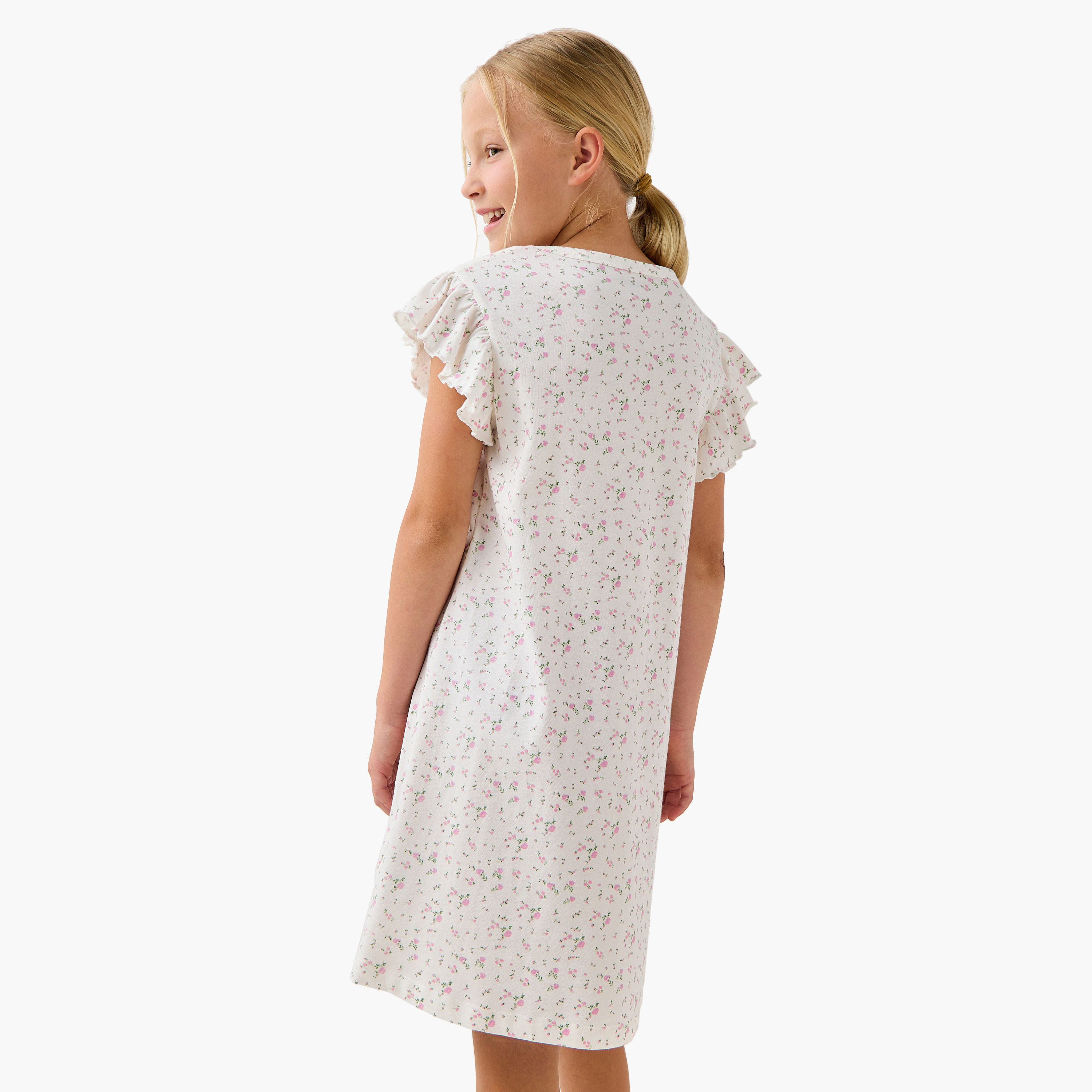 فستان نوم بأكمام بكشكش وطبعات من جونيورز - مجموعة من قطعتين-girls-clothing-nightwear-image-4