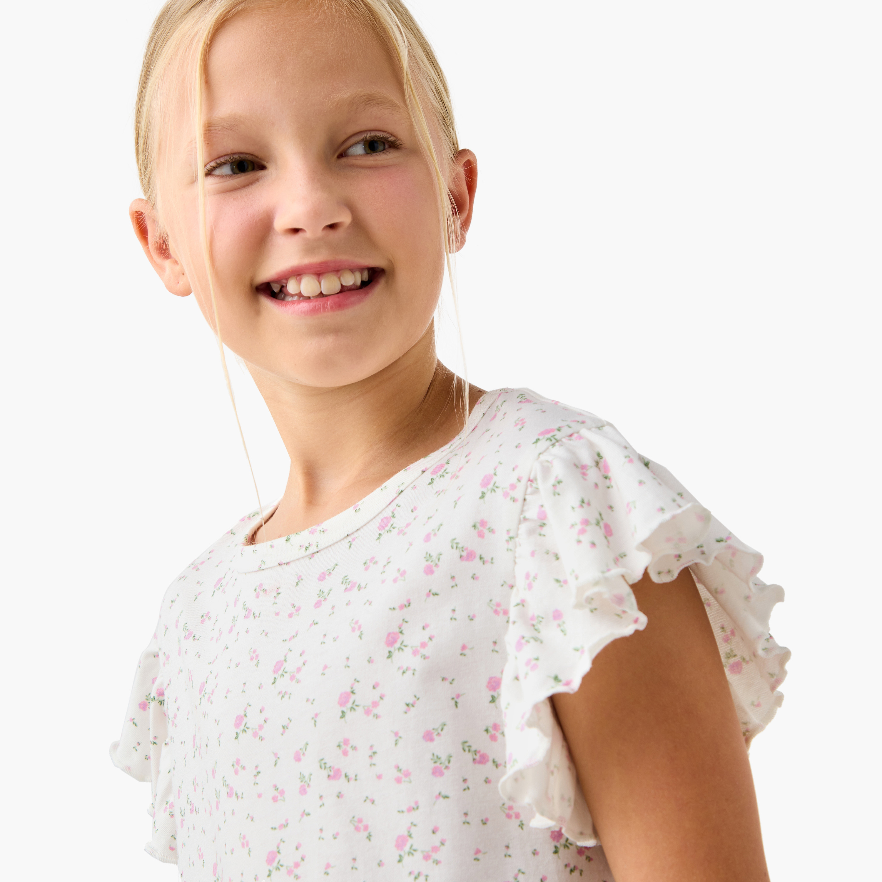 فستان نوم بأكمام بكشكش وطبعات من جونيورز - مجموعة من قطعتين-girls-clothing-nightwear-image-5