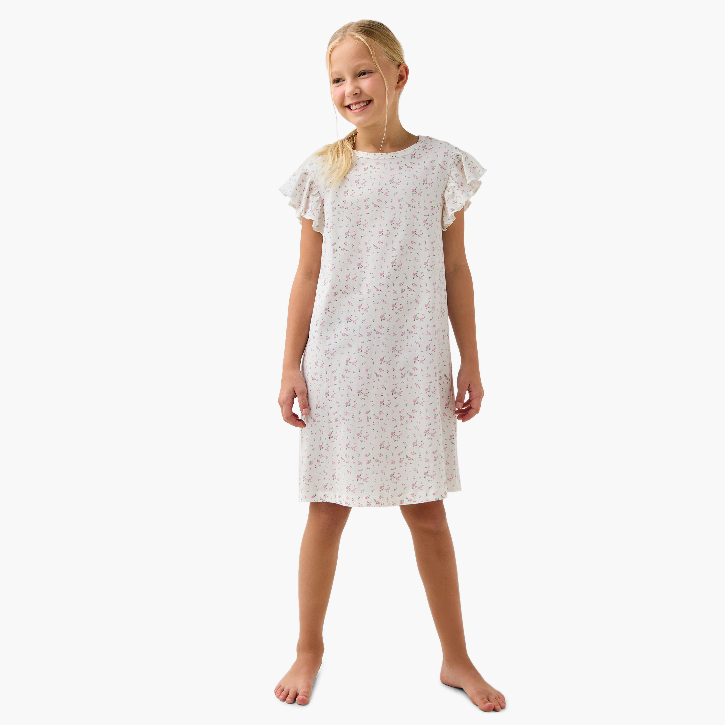 فستان نوم بأكمام بكشكش وطبعات من جونيورز - مجموعة من قطعتين-girls-clothing-nightwear-image-7