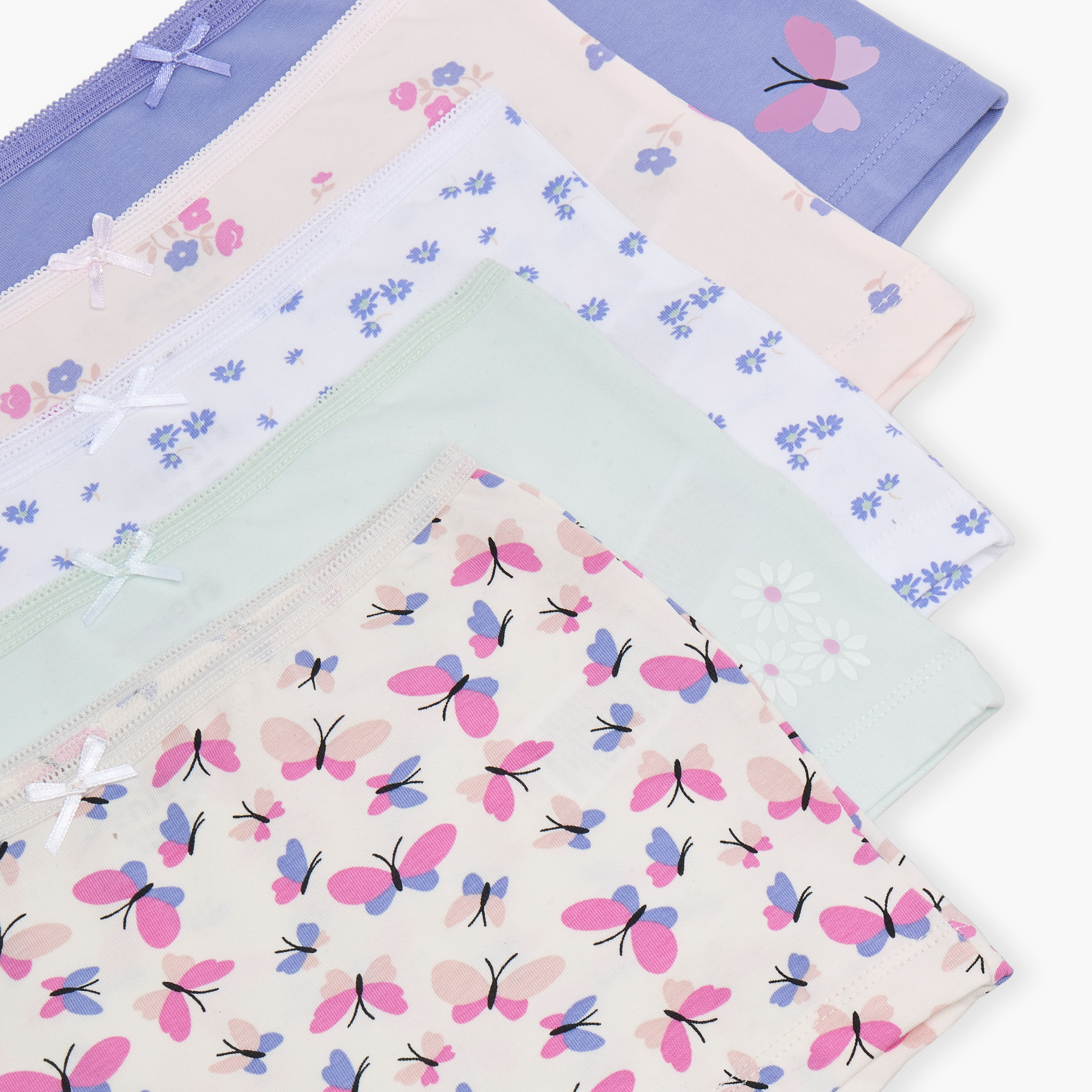 Juniors Printed Briefs with Bow Detail - Set of 5-girls-clothing-innerwear-panties-image-8
