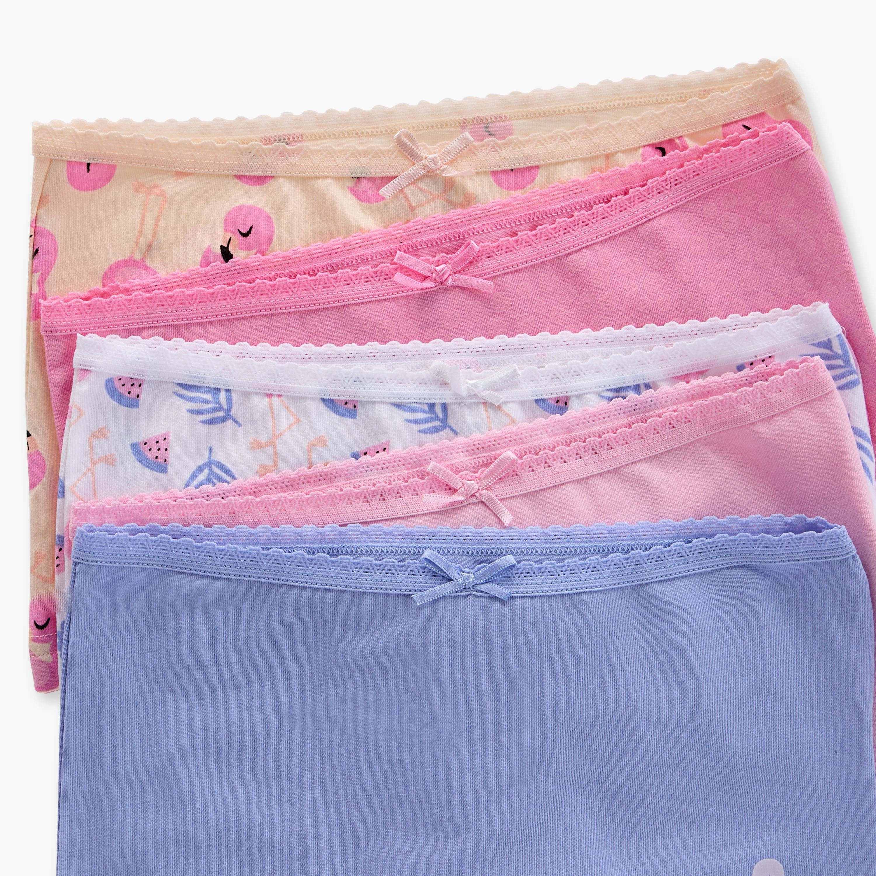 Juniors Printed Boxer Briefs with Elasticated Waistband - Set of 5-girls-clothing-innerwear-panties-image-7