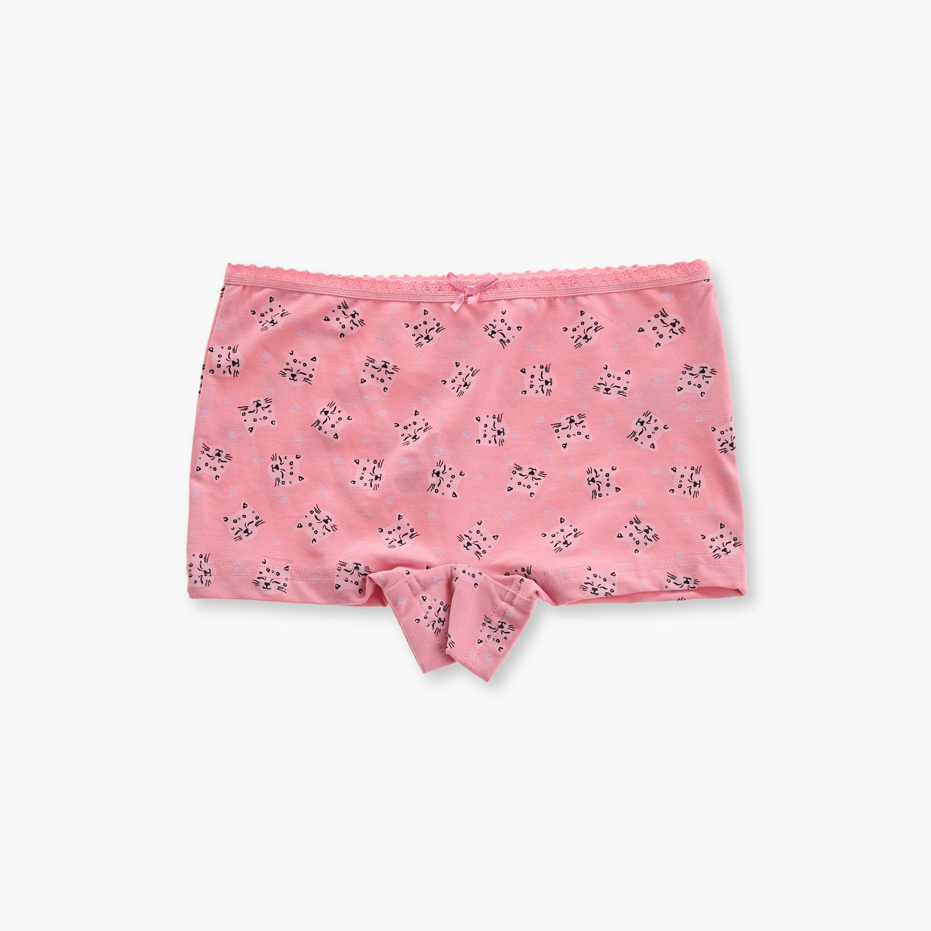 Juniors Printed Boxer Briefs with Bow Detail - Set of 5-girls-clothing-innerwear-panties-image-4