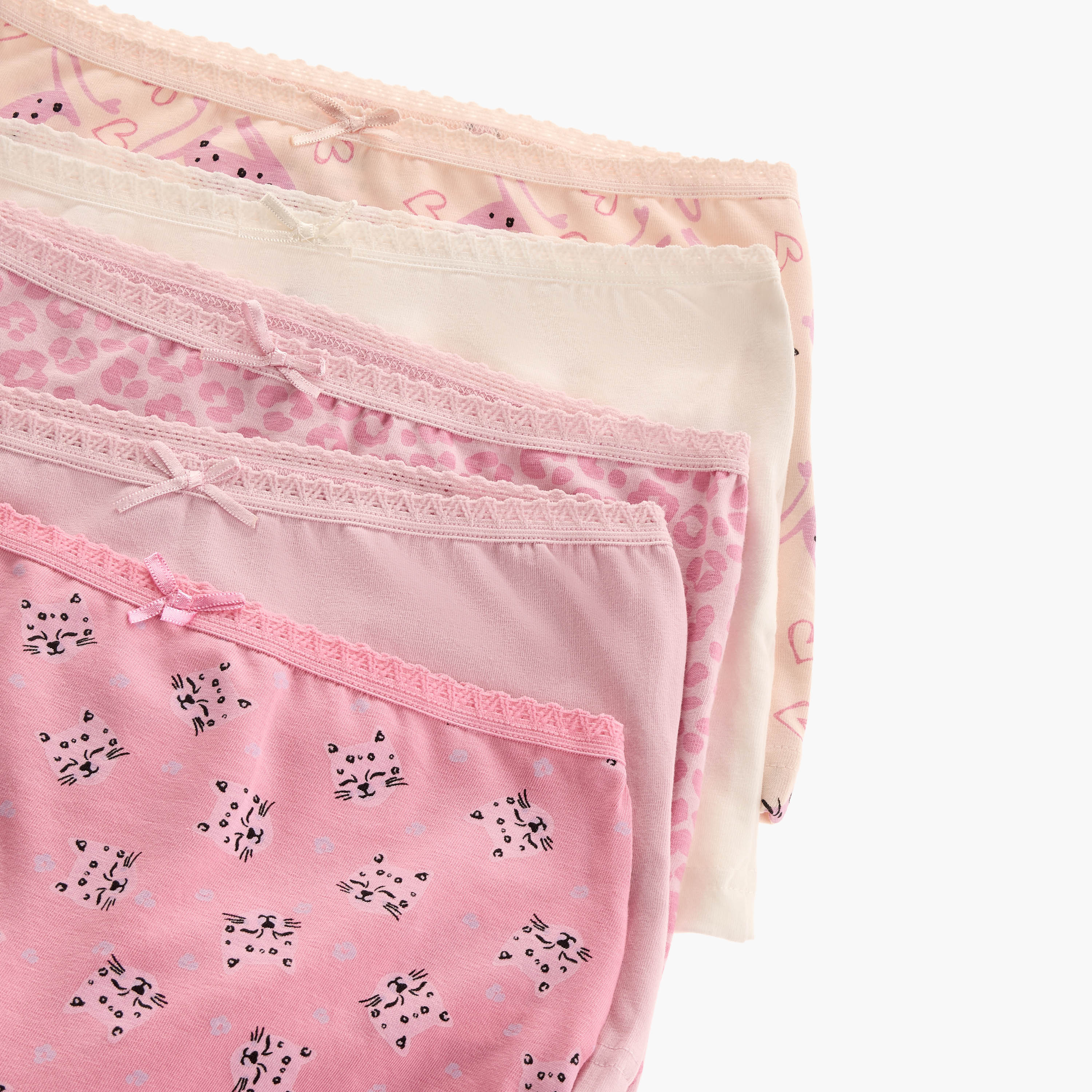 Juniors Printed Boxer Briefs with Bow Detail - Set of 5-girls-clothing-innerwear-panties-image-7