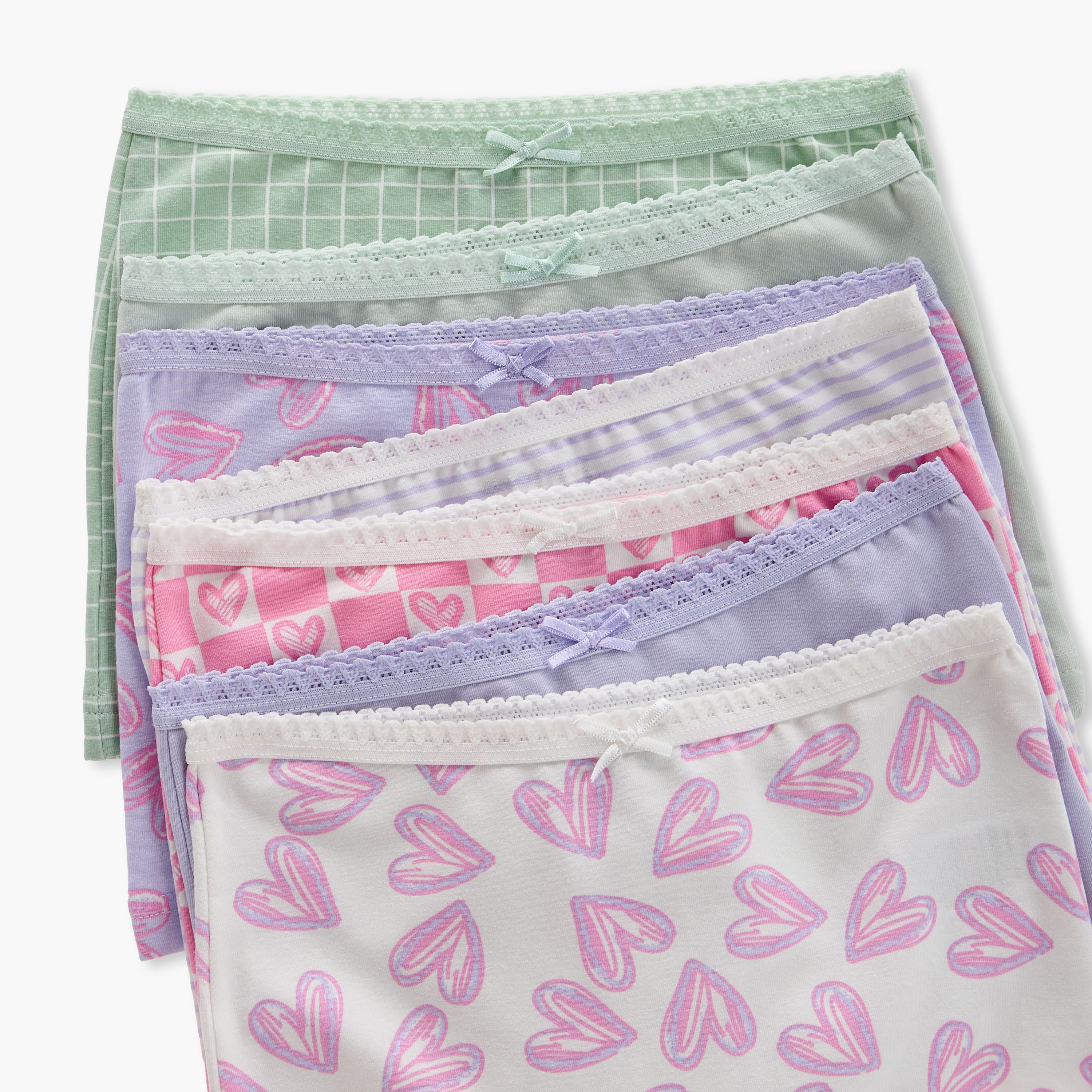 Juniors Assorted Boxer Briefs with Elasticated Waistband and Bow Detail - Set of 7-girls-clothing-innerwear-panties-image-9
