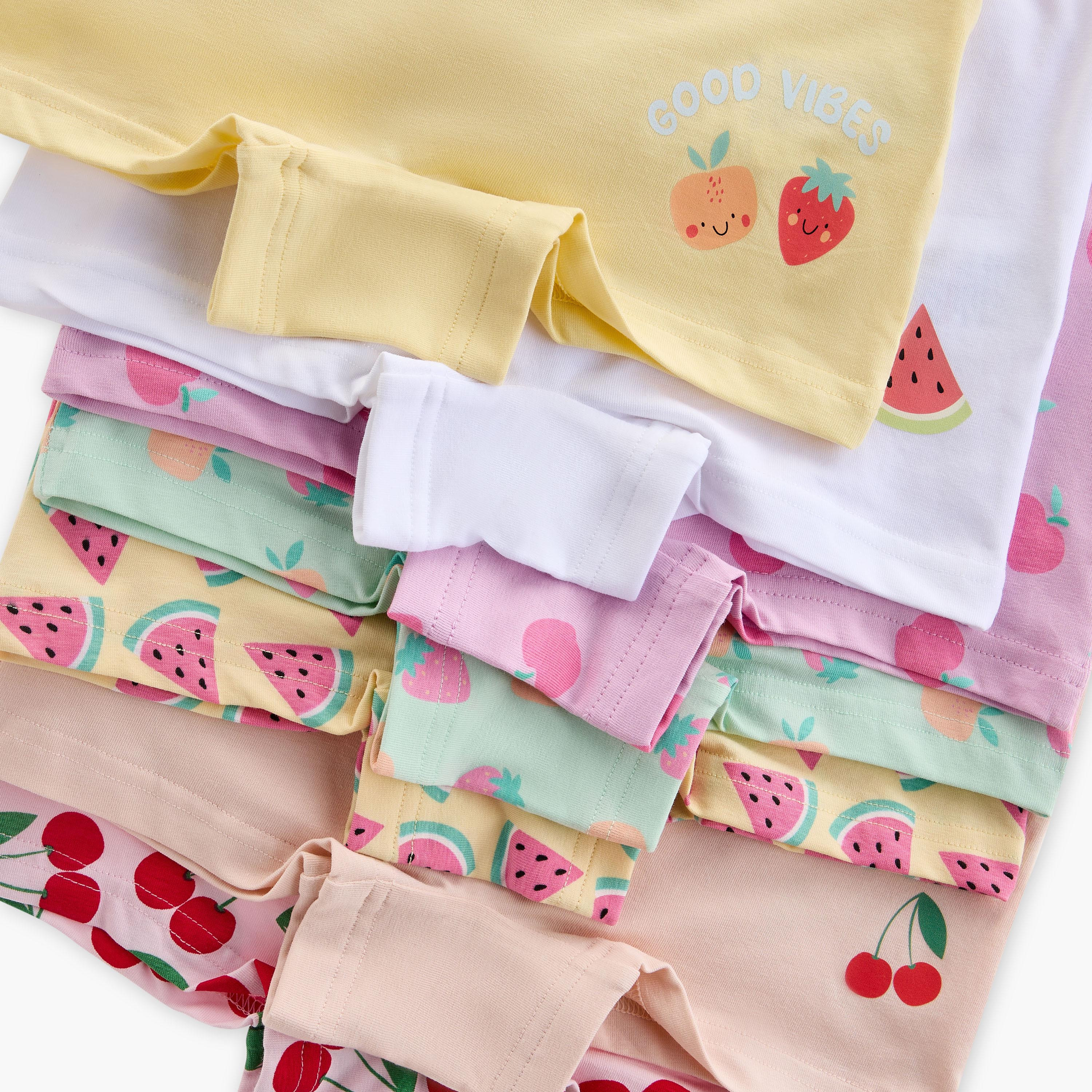 Juniors Fruit Print Boyshorts with Elasticated Waistband - Set of 7-girls-clothing-innerwear-panties-image-10