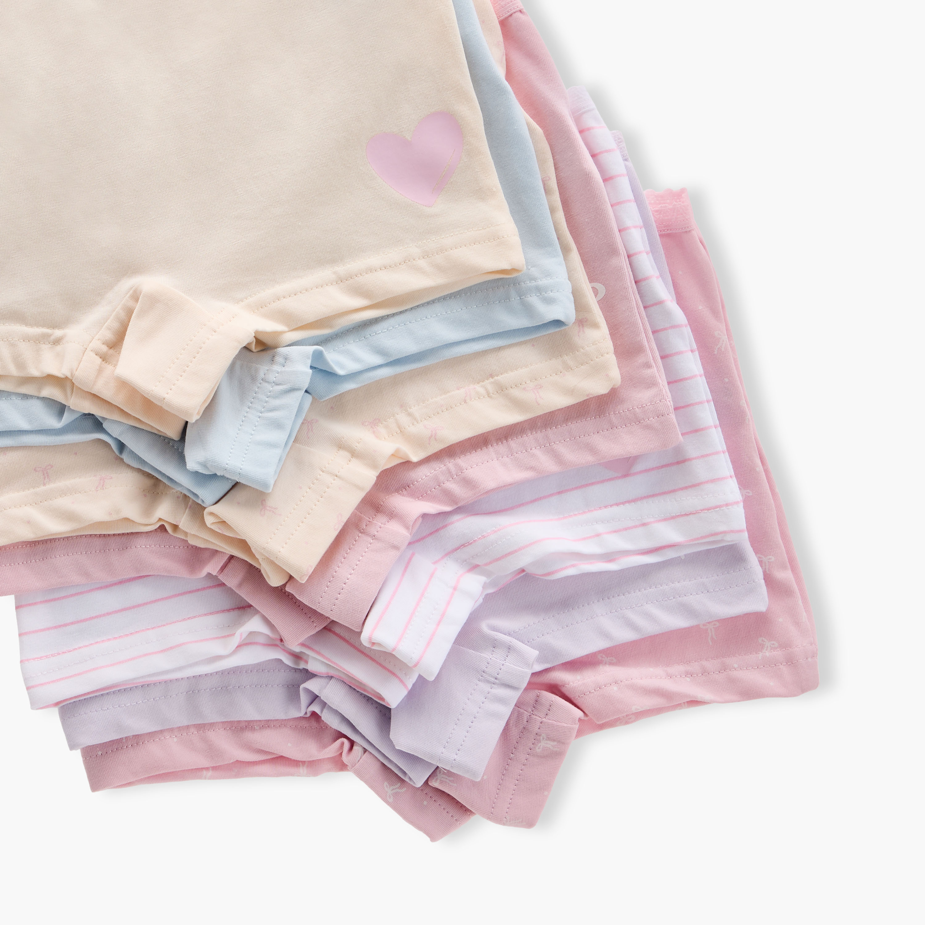 Juniors Assorted Boxer Briefs with Elasticated Waistband and Bow Detail - Set of 7-girls-clothing-innerwear-panties-image-10