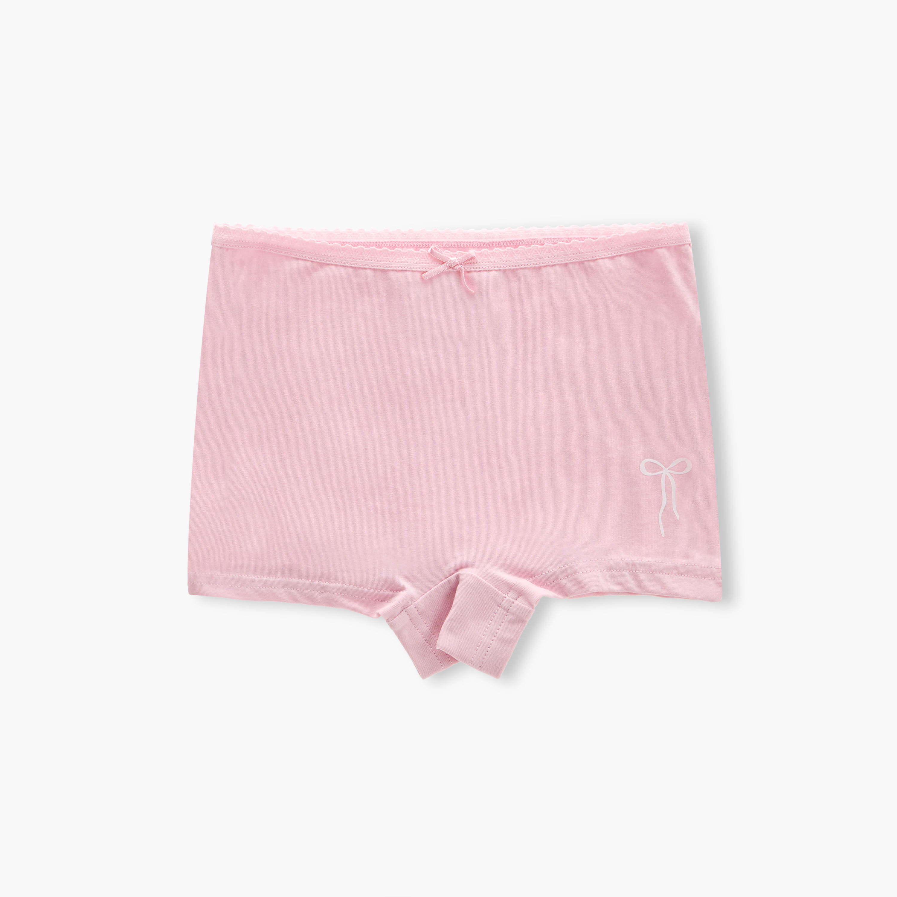Juniors Assorted Boxer Briefs with Elasticated Waistband and Bow Detail - Set of 7-girls-clothing-innerwear-panties-image-3