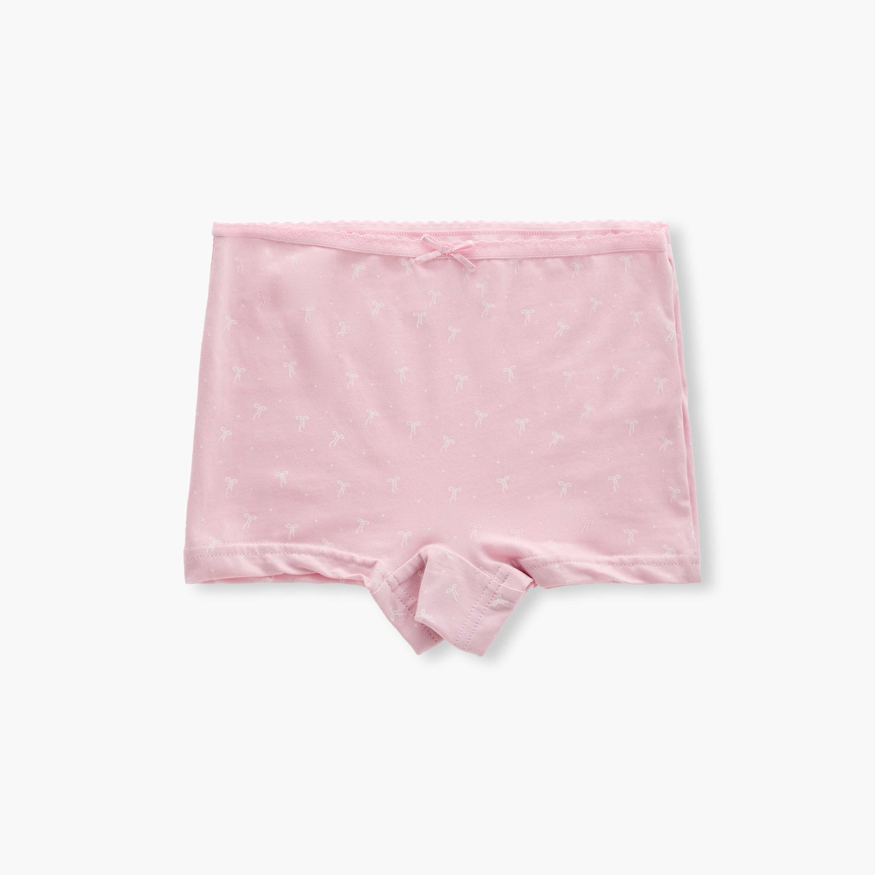 Juniors Assorted Boxer Briefs with Elasticated Waistband and Bow Detail - Set of 7-girls-clothing-innerwear-panties-image-4