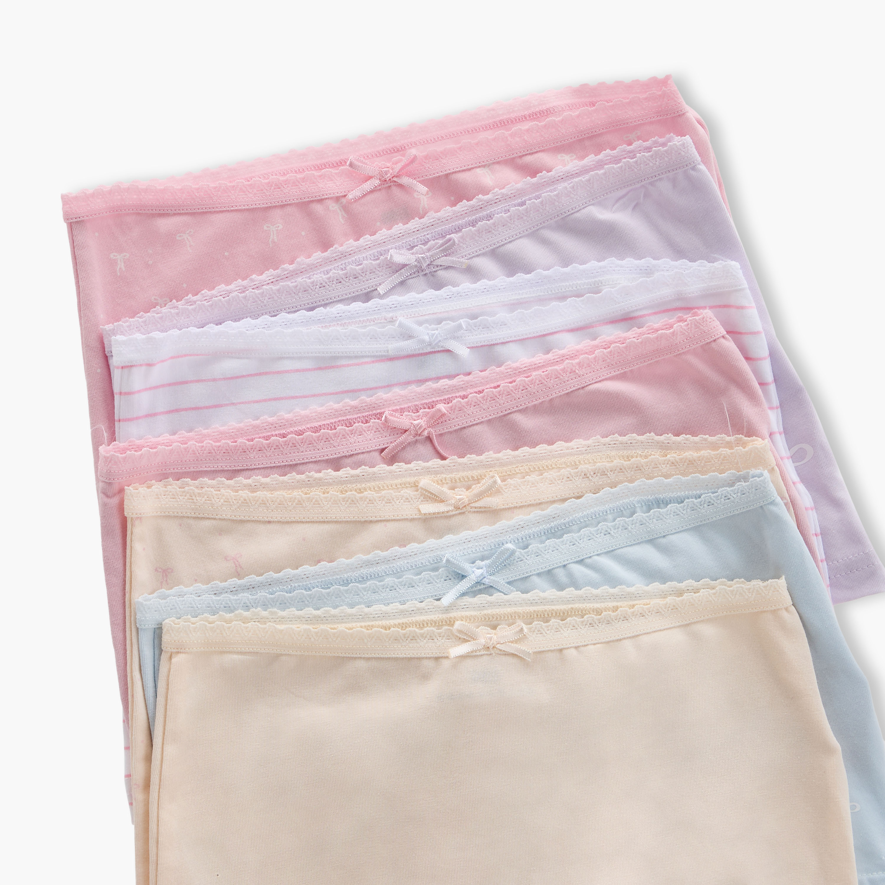 Juniors Assorted Boxer Briefs with Elasticated Waistband and Bow Detail - Set of 7-girls-clothing-innerwear-panties-image-9