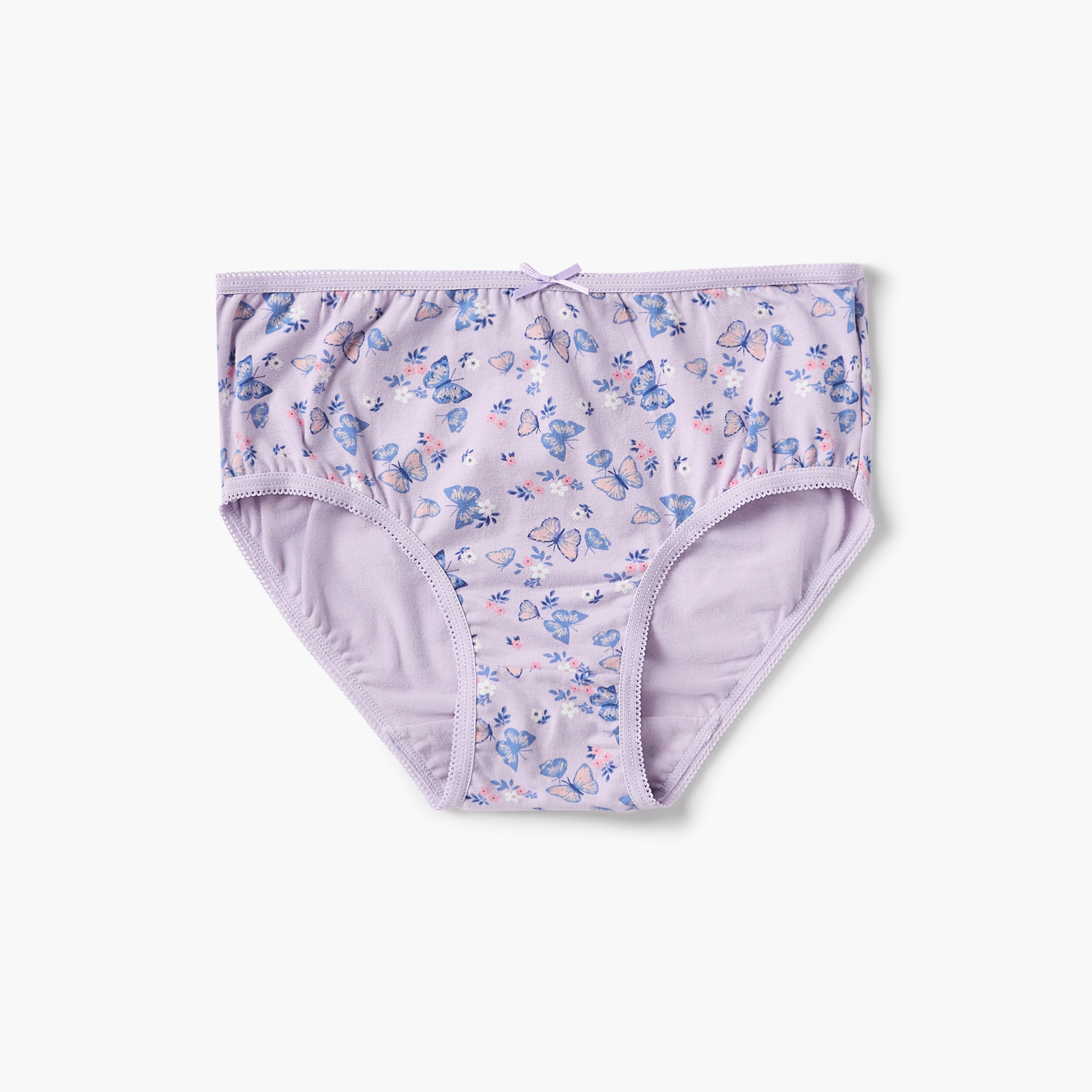 Juniors Printed Briefs with Elasticated Waistband and Bow Detail - Set of 5-girls-clothing-innerwear-panties-image-2