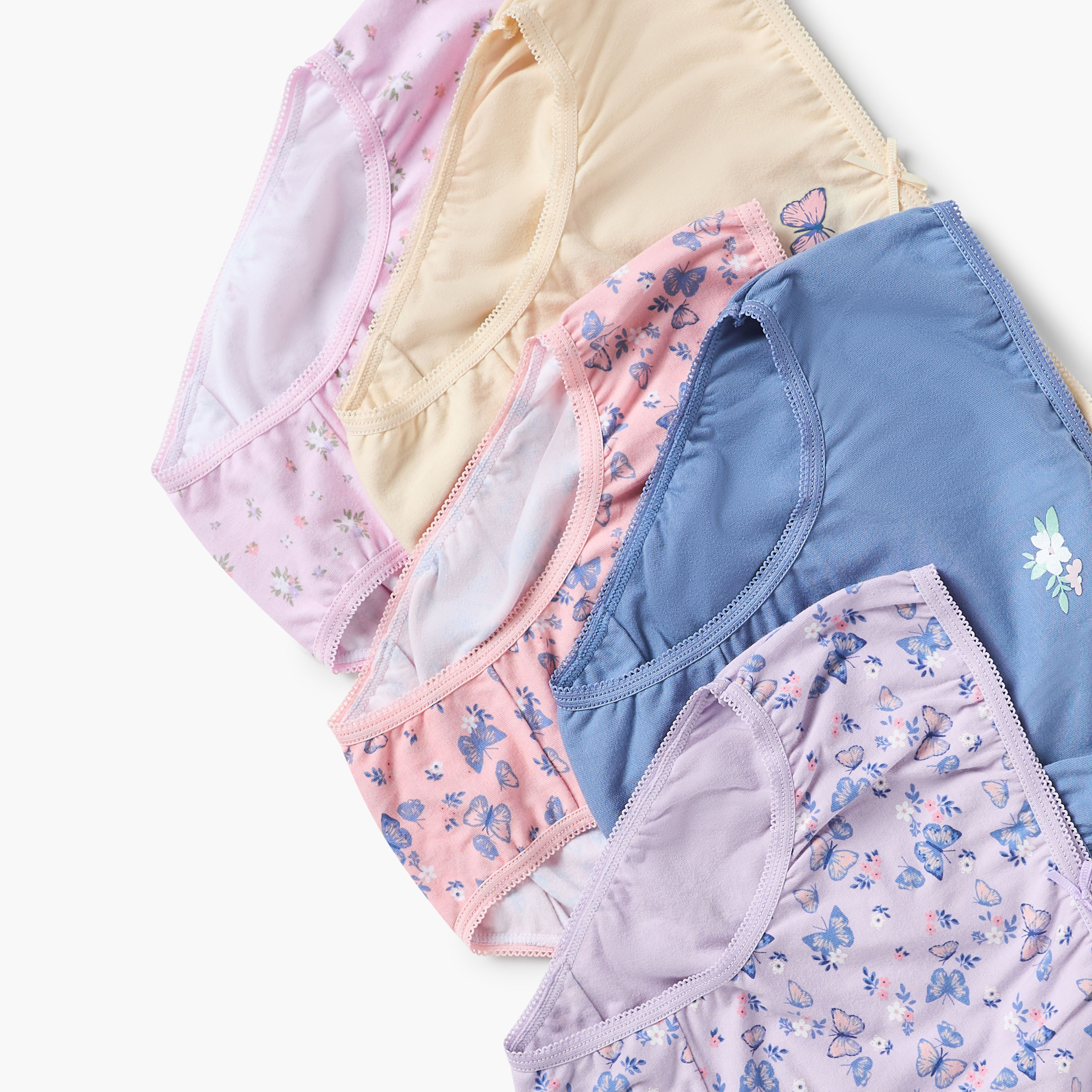 Juniors Printed Briefs with Elasticated Waistband and Bow Detail - Set of 5-girls-clothing-innerwear-panties-image-4