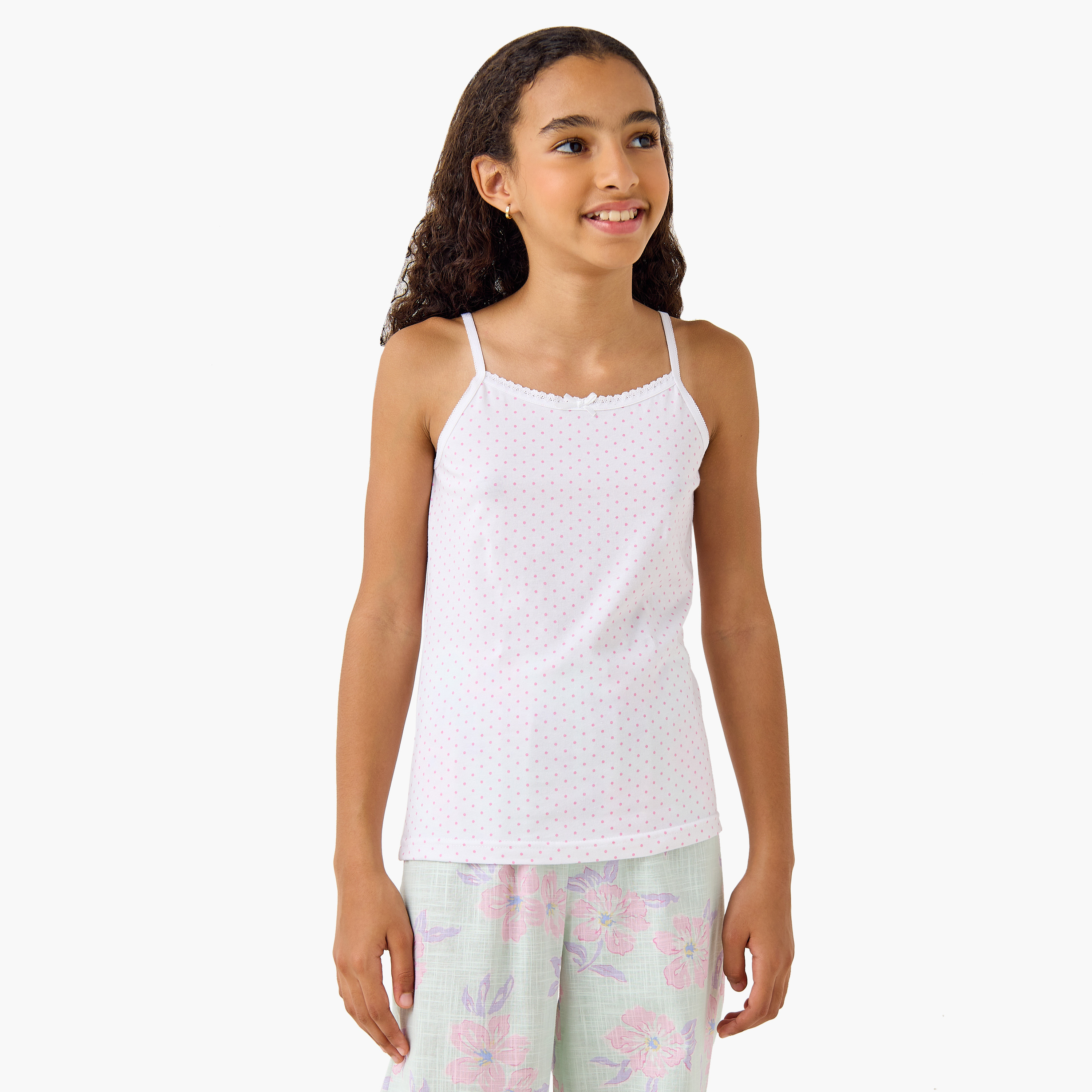 Juniors Printed Camisole with Bow Detail - Set of 8-girls-clothing-innerwear-vests-image-3