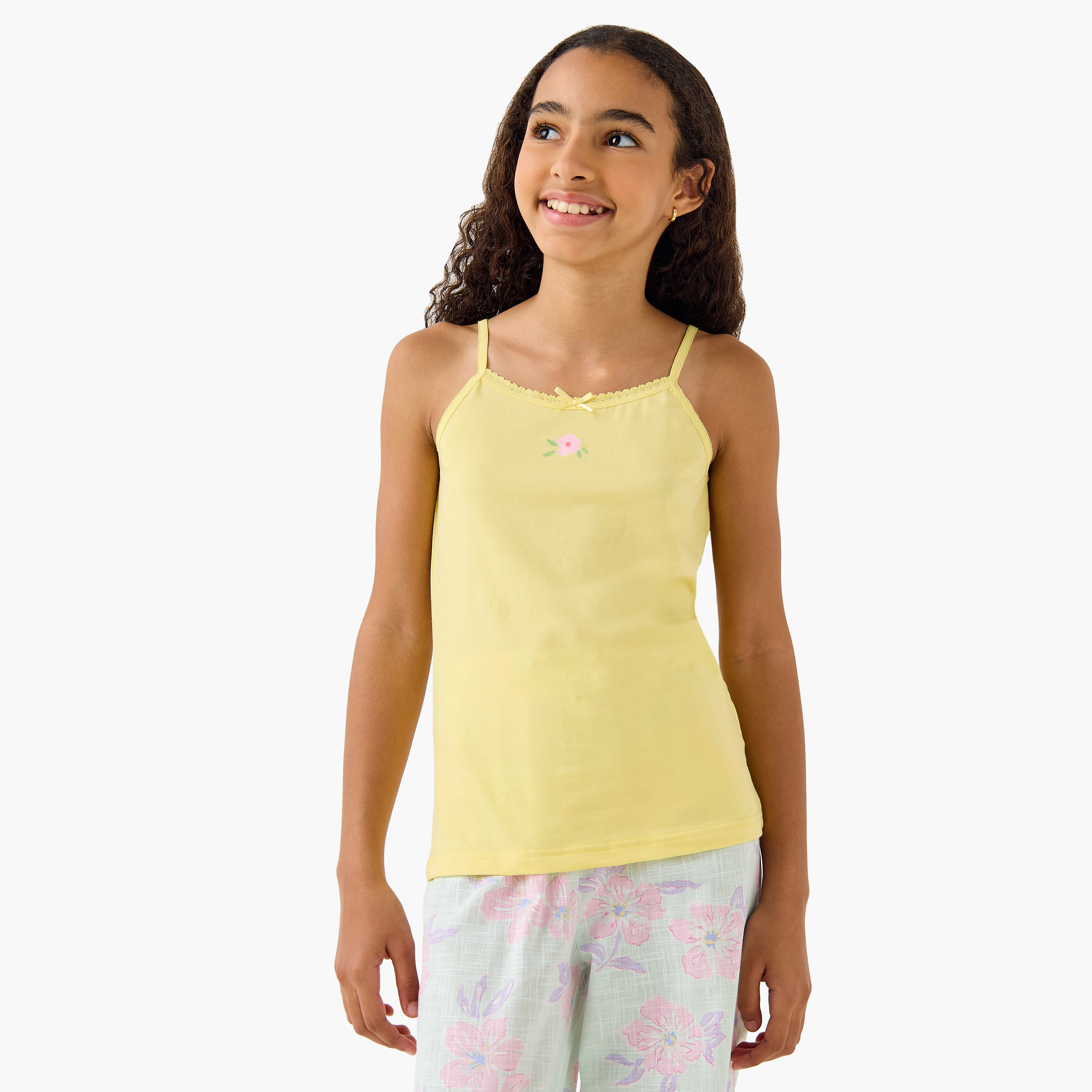 Juniors Printed Camisole with Bow Detail - Set of 8-girls-clothing-innerwear-vests-image-4