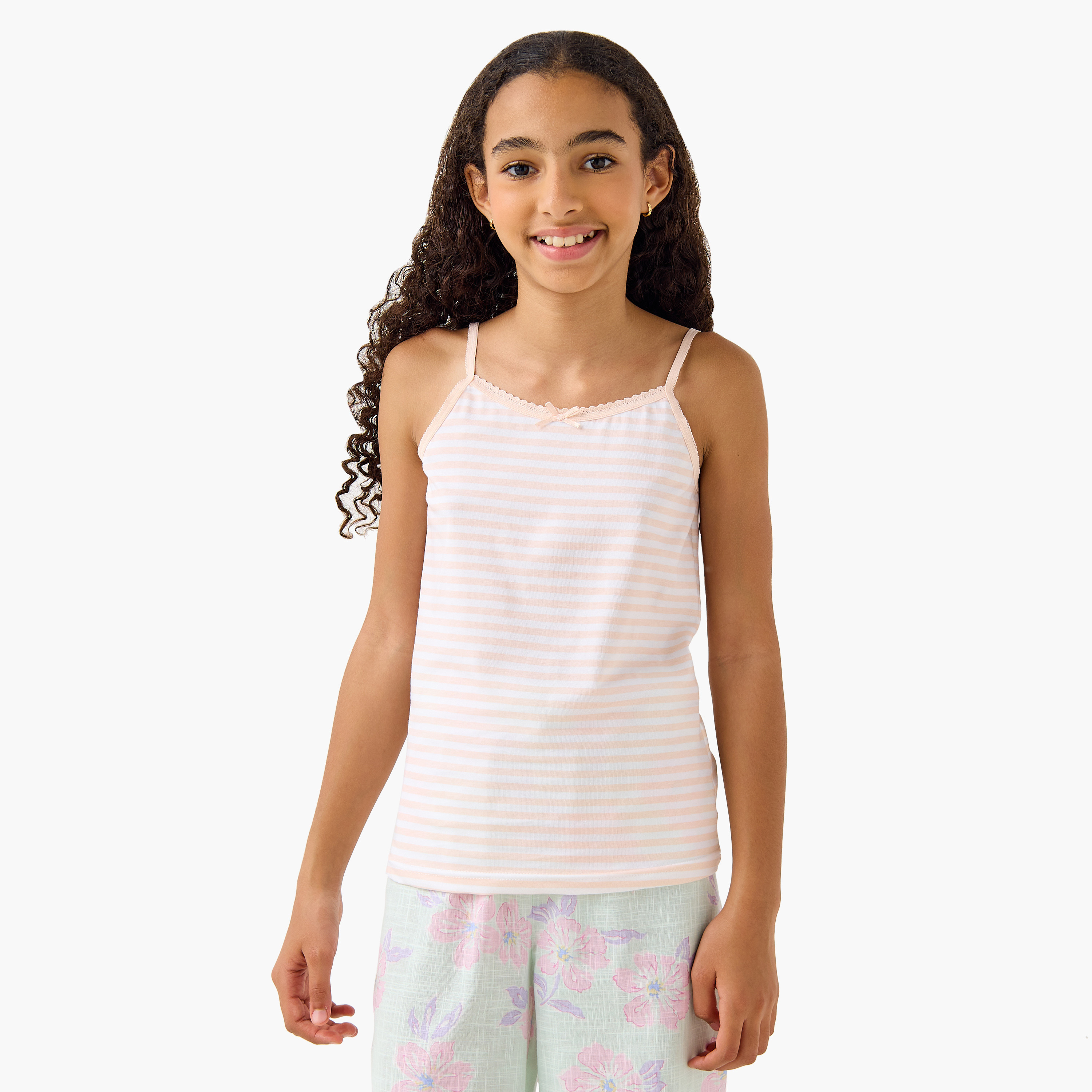Juniors Printed Camisole with Bow Detail - Set of 8-girls-clothing-innerwear-vests-image-5