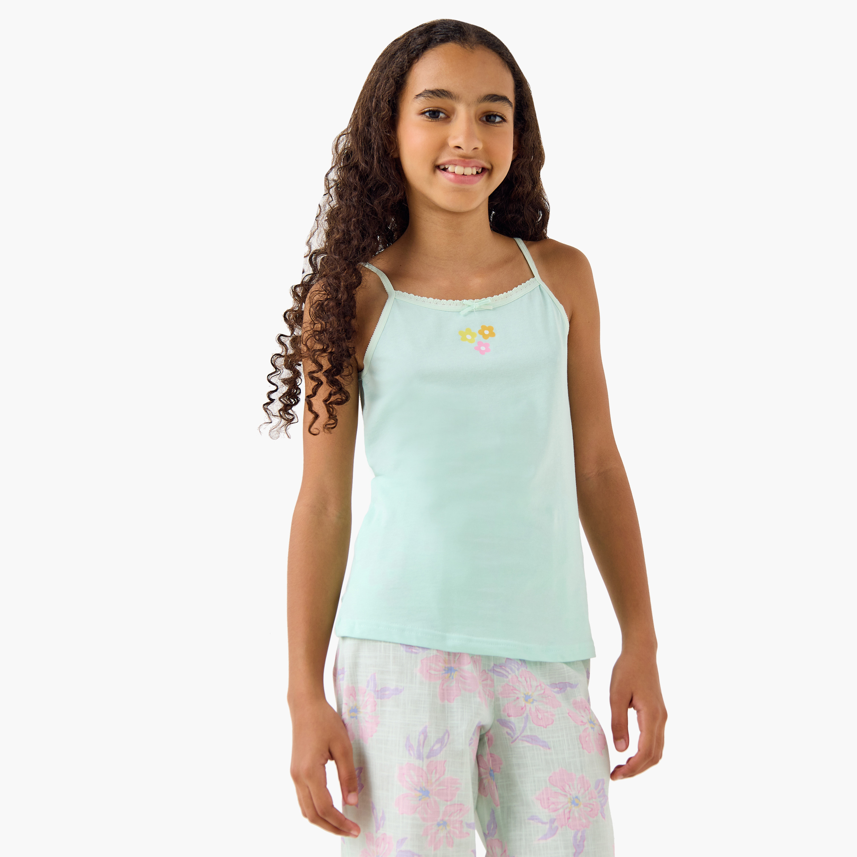 Juniors Printed Camisole with Bow Detail - Set of 8-girls-clothing-innerwear-vests-image-6