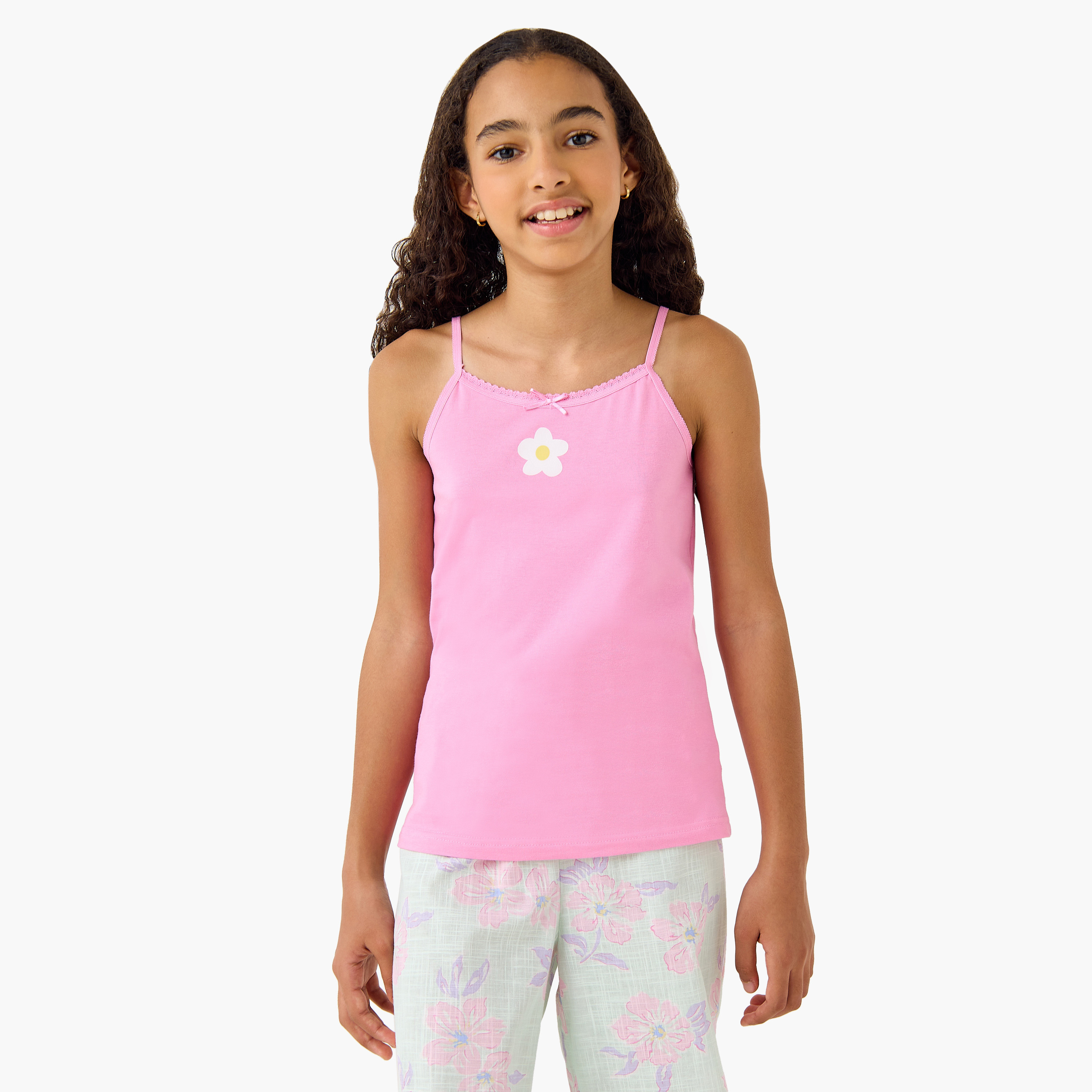 Juniors Printed Camisole with Bow Detail - Set of 8-girls-clothing-innerwear-vests-image-7