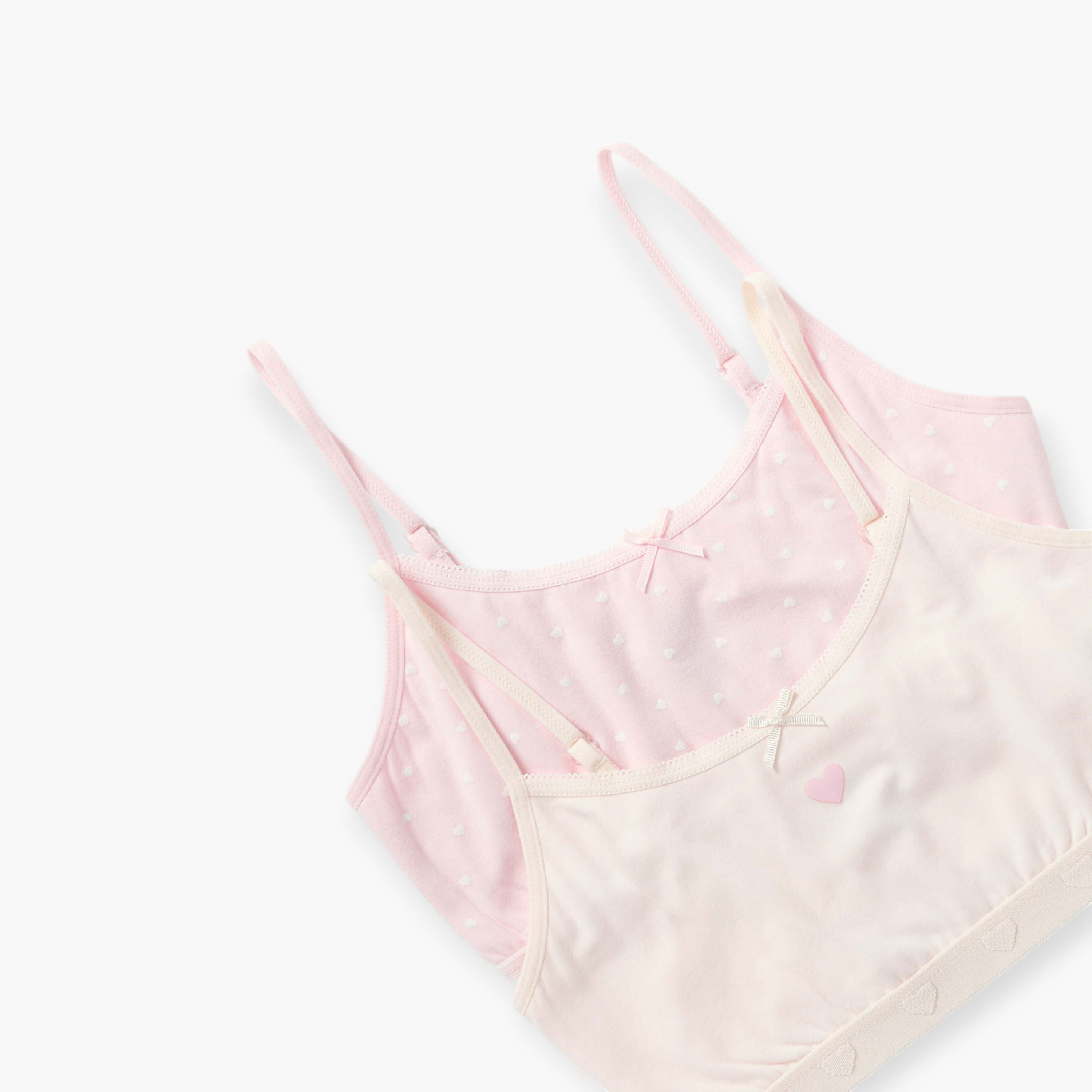 Juniors Printed Bra with Adjustable Strap and Bow Detail - Set of 2-girls-clothing-innerwear-bras-image-4
