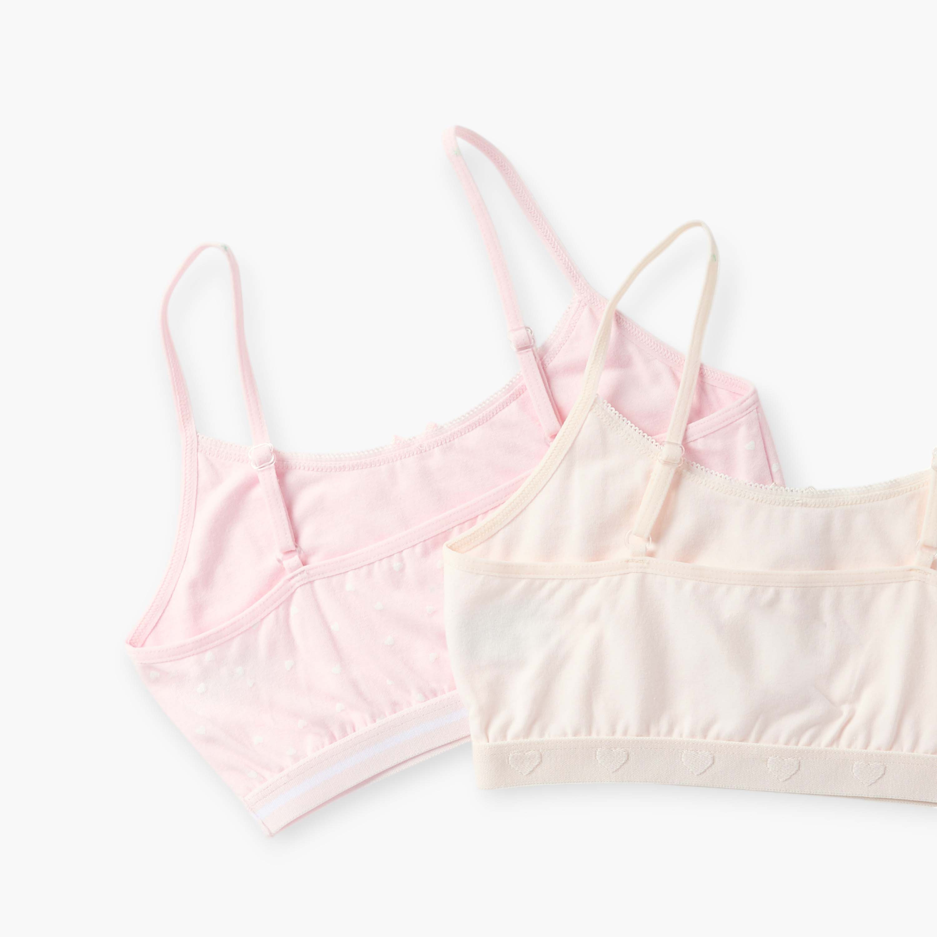 Juniors Printed Bra with Adjustable Strap and Bow Detail - Set of 2-girls-clothing-innerwear-bras-image-5