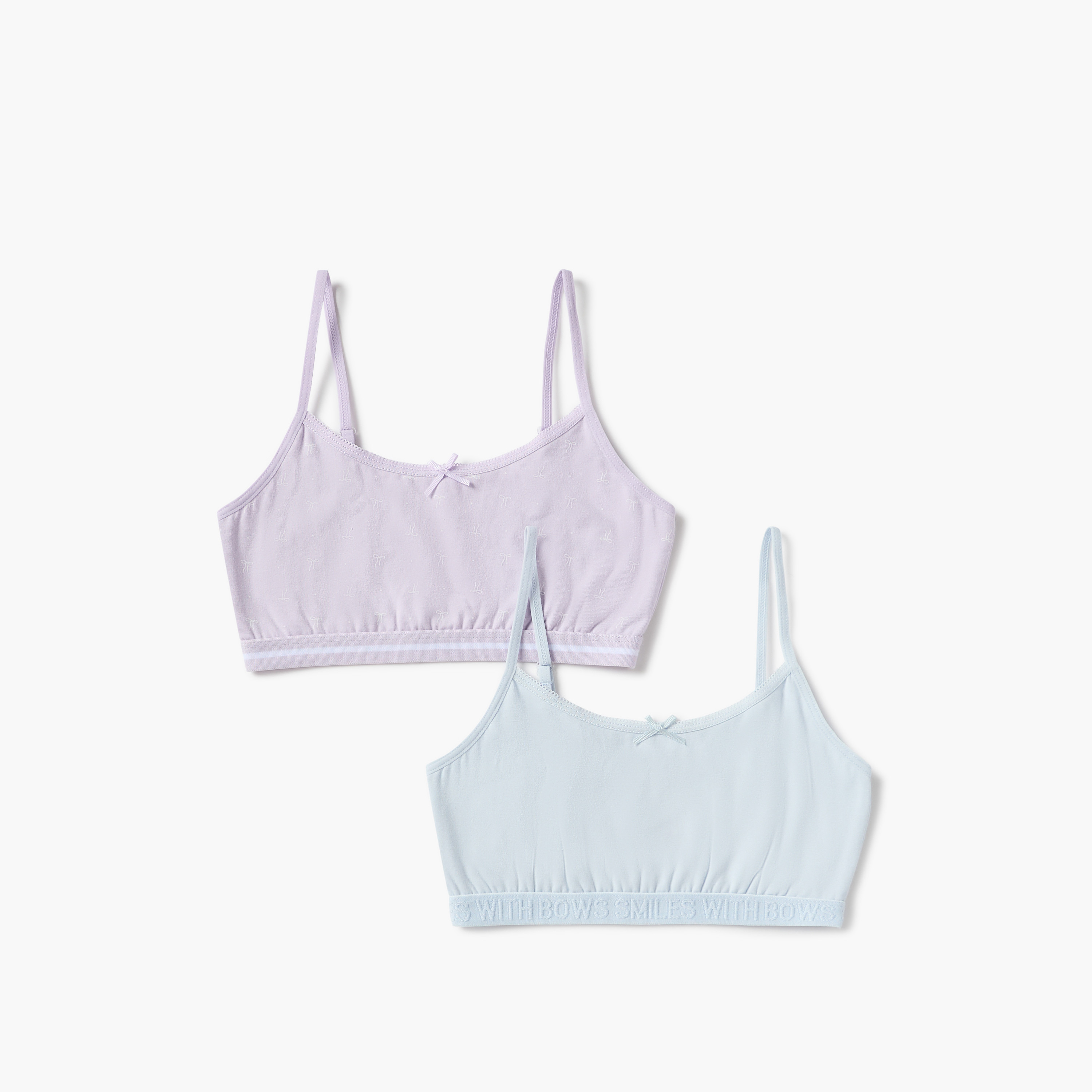 Juniors Assorted Sports Bra with Adjustable Strap and Bow Detail - Set of 2-girls-clothing-innerwear-bras-image-1