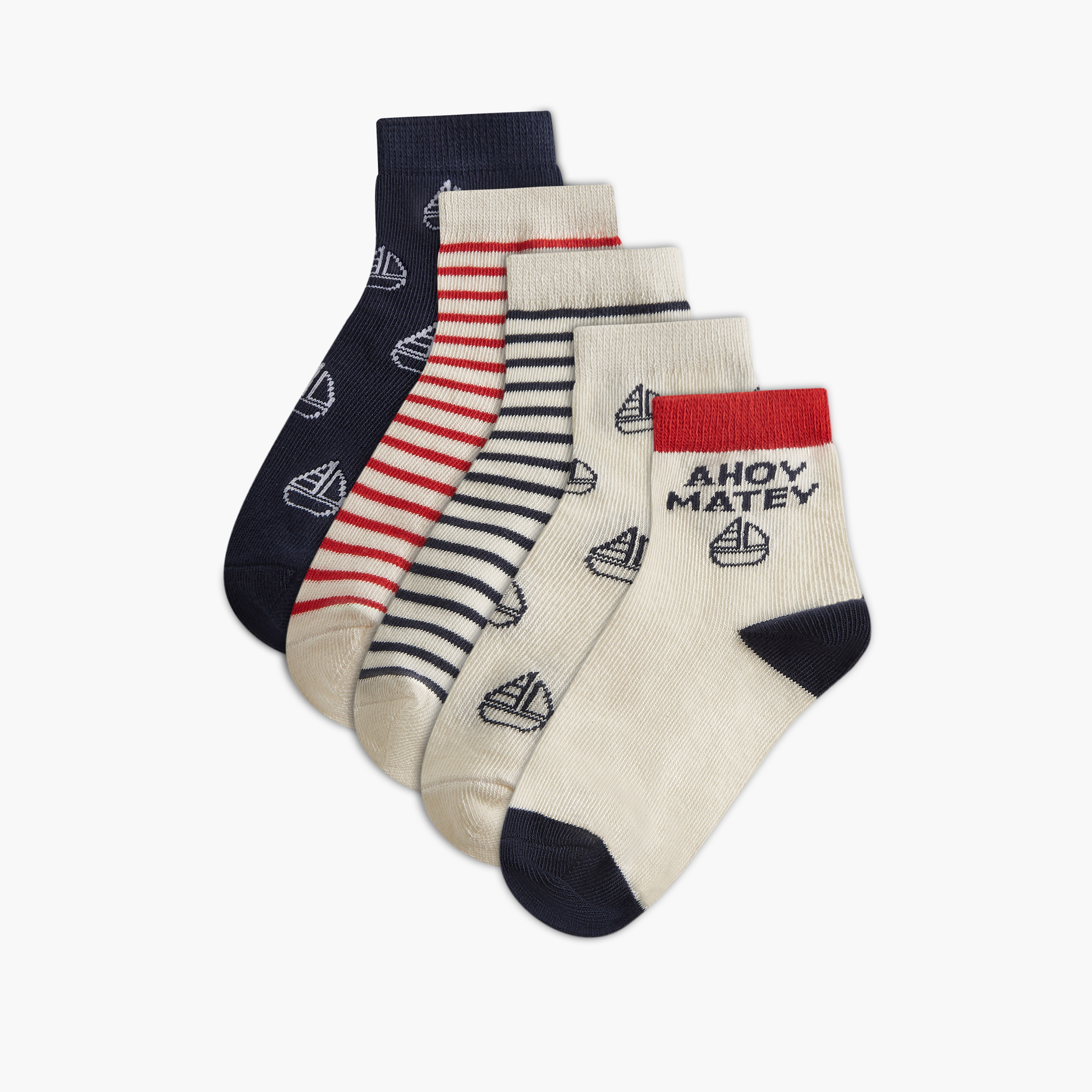 طقم جوارب 5 أزواج بطول الكاحل بطبعات من جونيورز-girls-accessories-socks-image-1