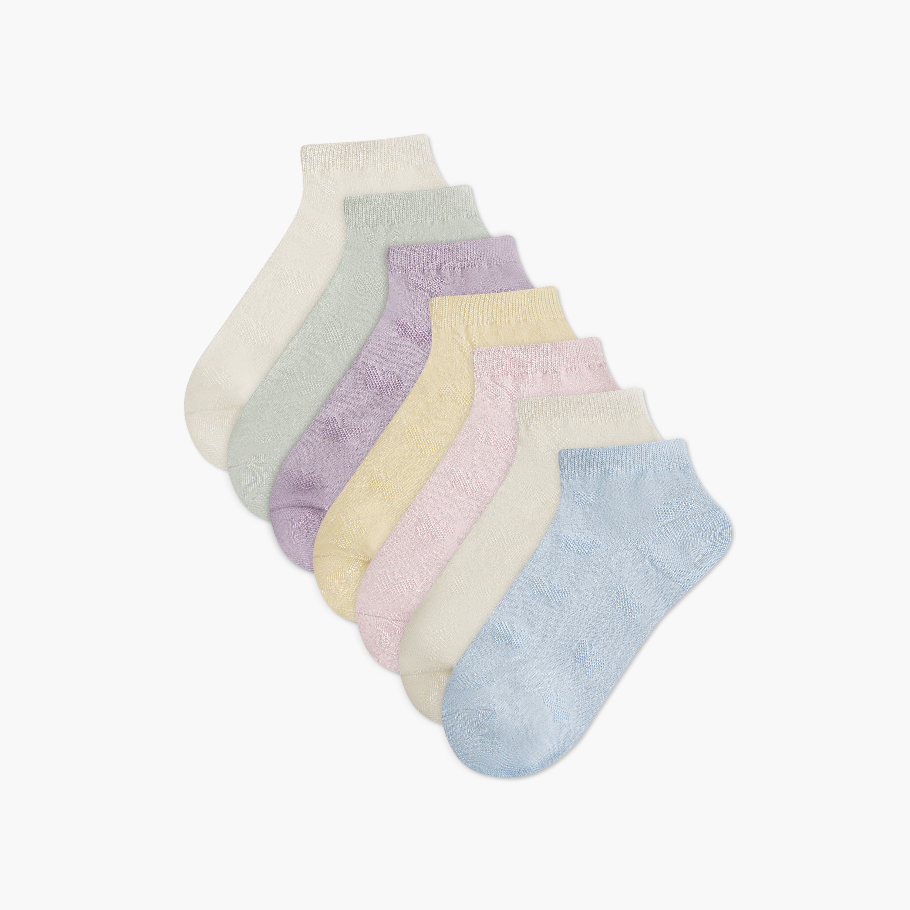Juniors Butterfly Textured Socks - Set of 7-girls-accessories-socks-image-1