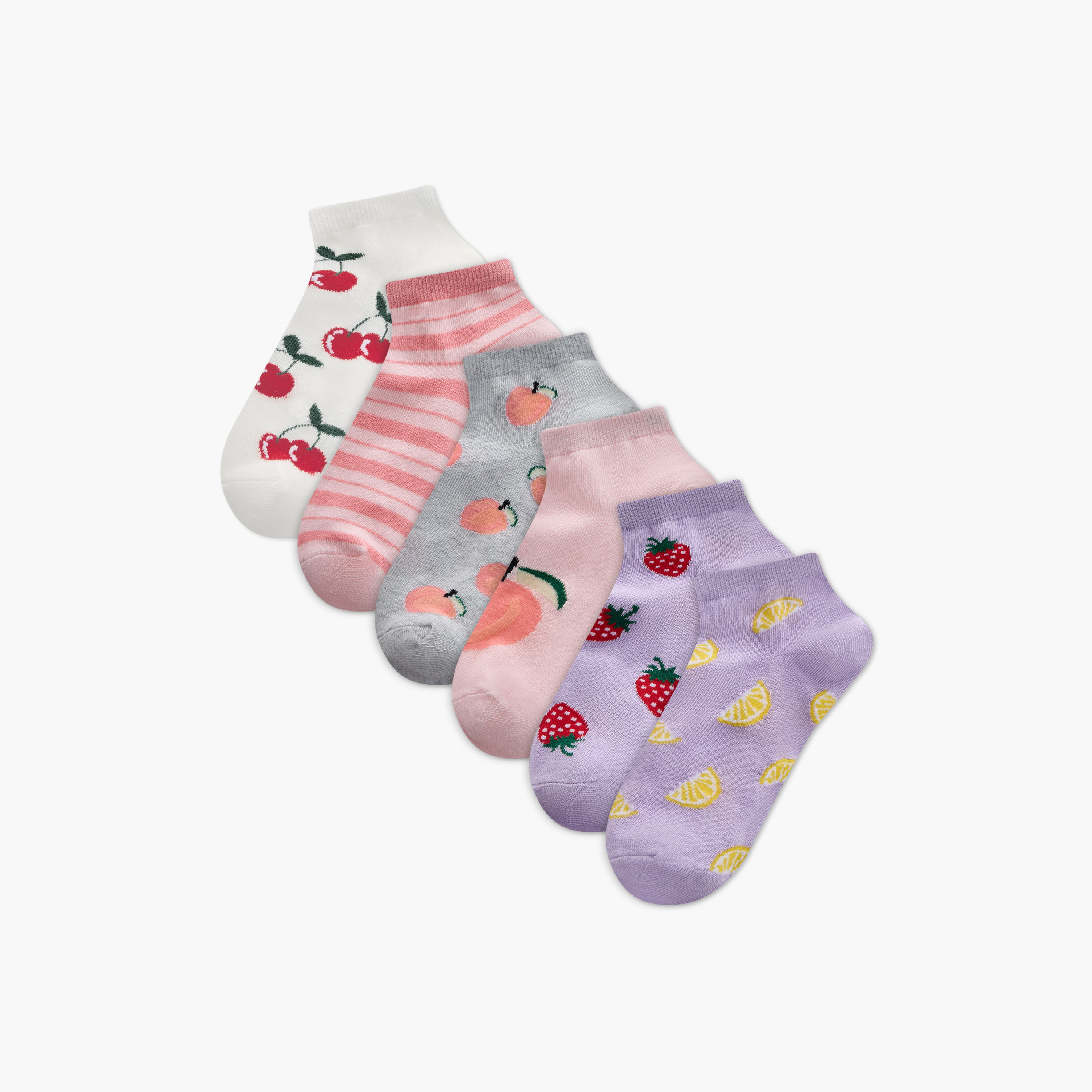 Juniors Printed Ankle Length Socks - Set of 6-girls-accessories-socks-image-1
