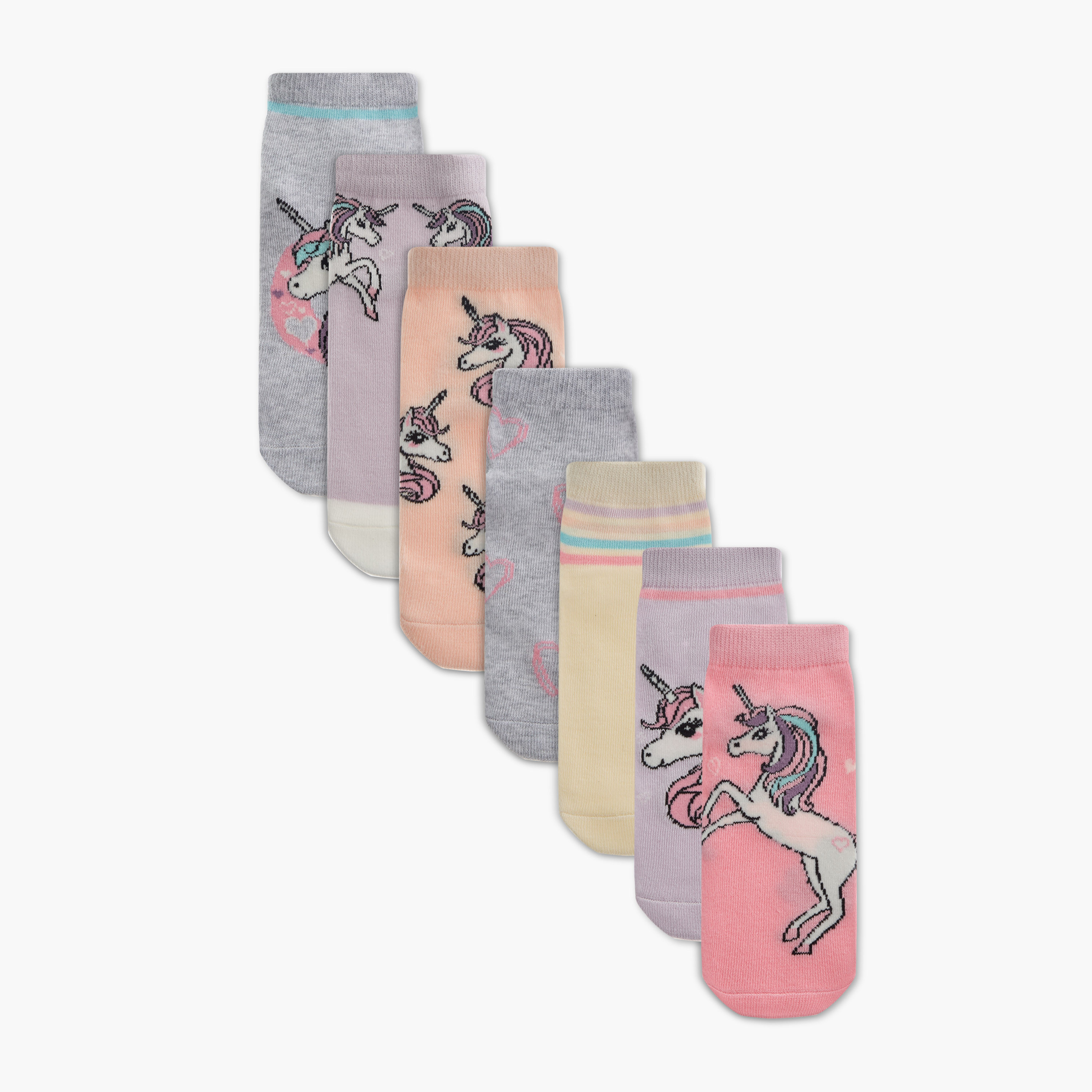 Juniors Printed Ankle Length Socks - Set of 7-girls-accessories-socks-image-1