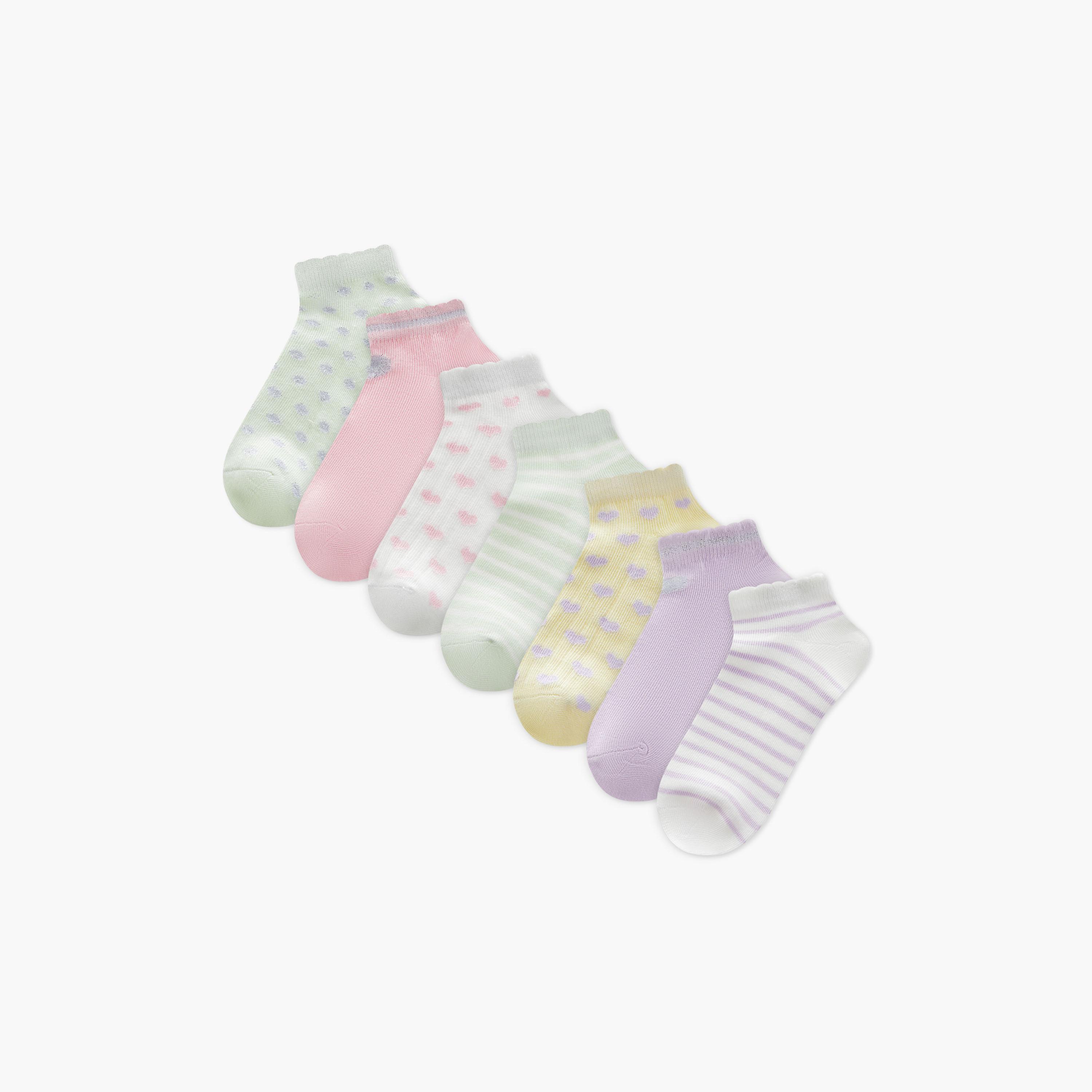 Juniors Assorted Ankle Length Socks - Set of 7-girls-accessories-socks-image-1