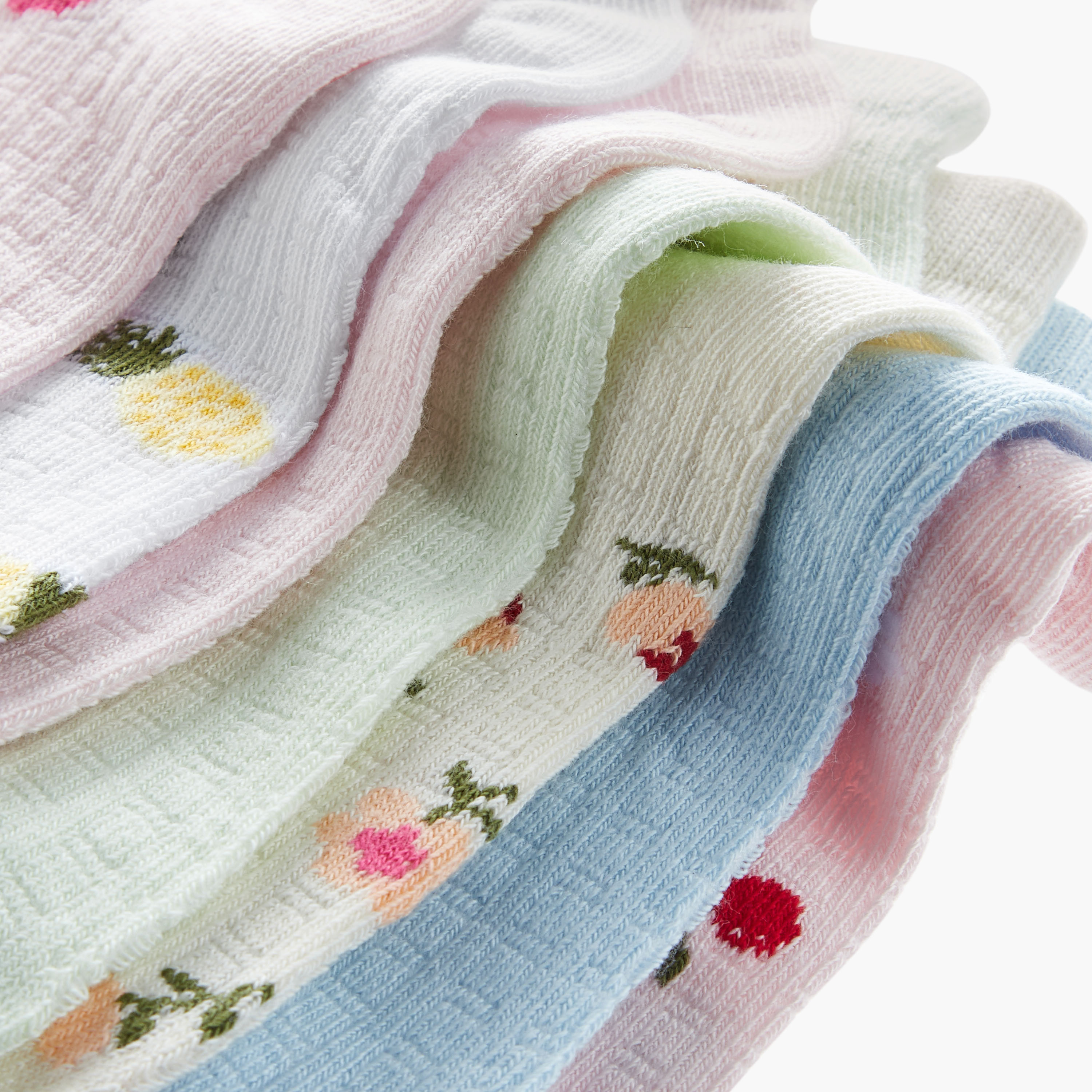 Juniors Fruit Print Ankle Length Socks - Set of 7-girls-accessories-socks-image-4