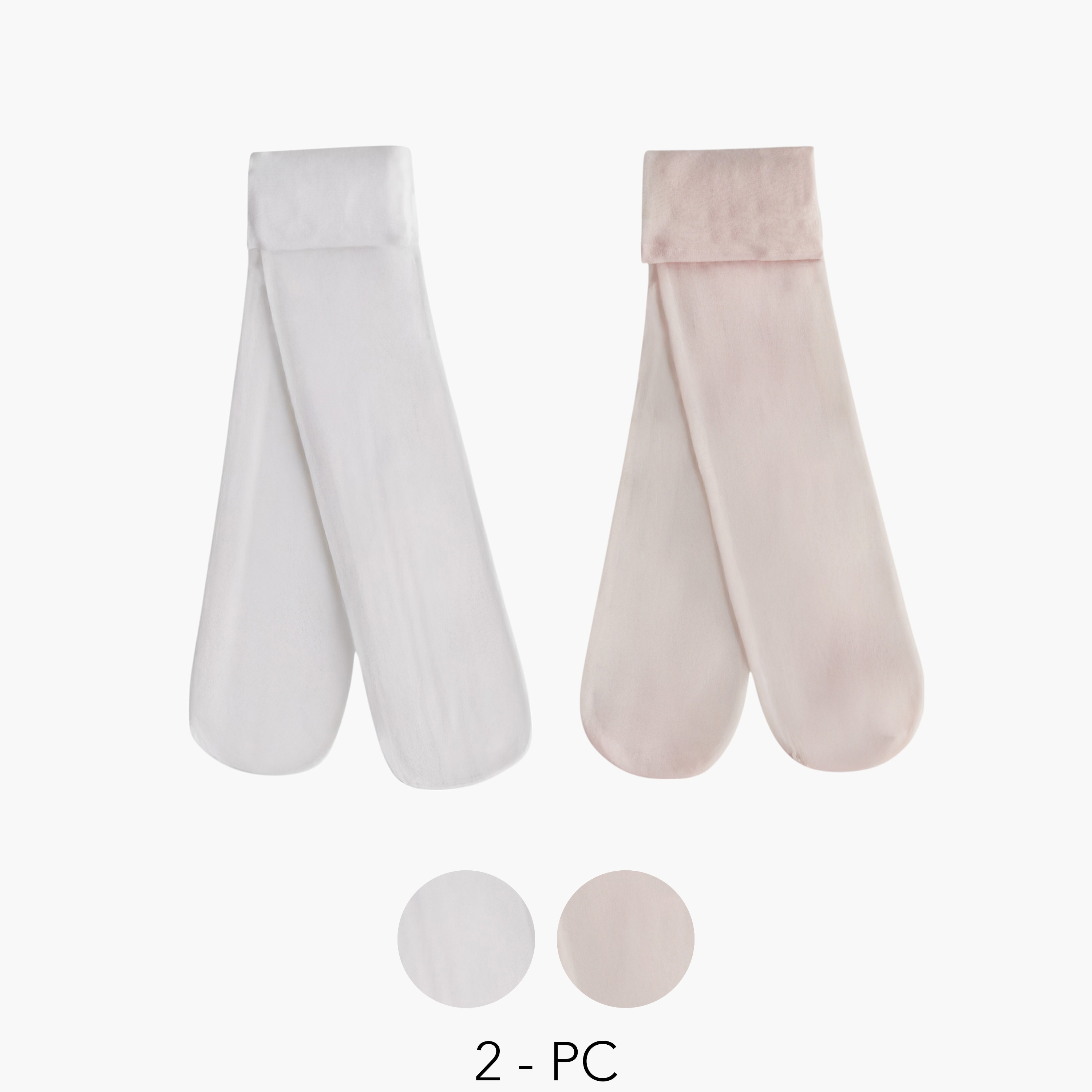 سراويل تحتانية سادة بخصر مطاطي من جونيورز - طقم من قطعتين-girls-accessories-socks-image-1