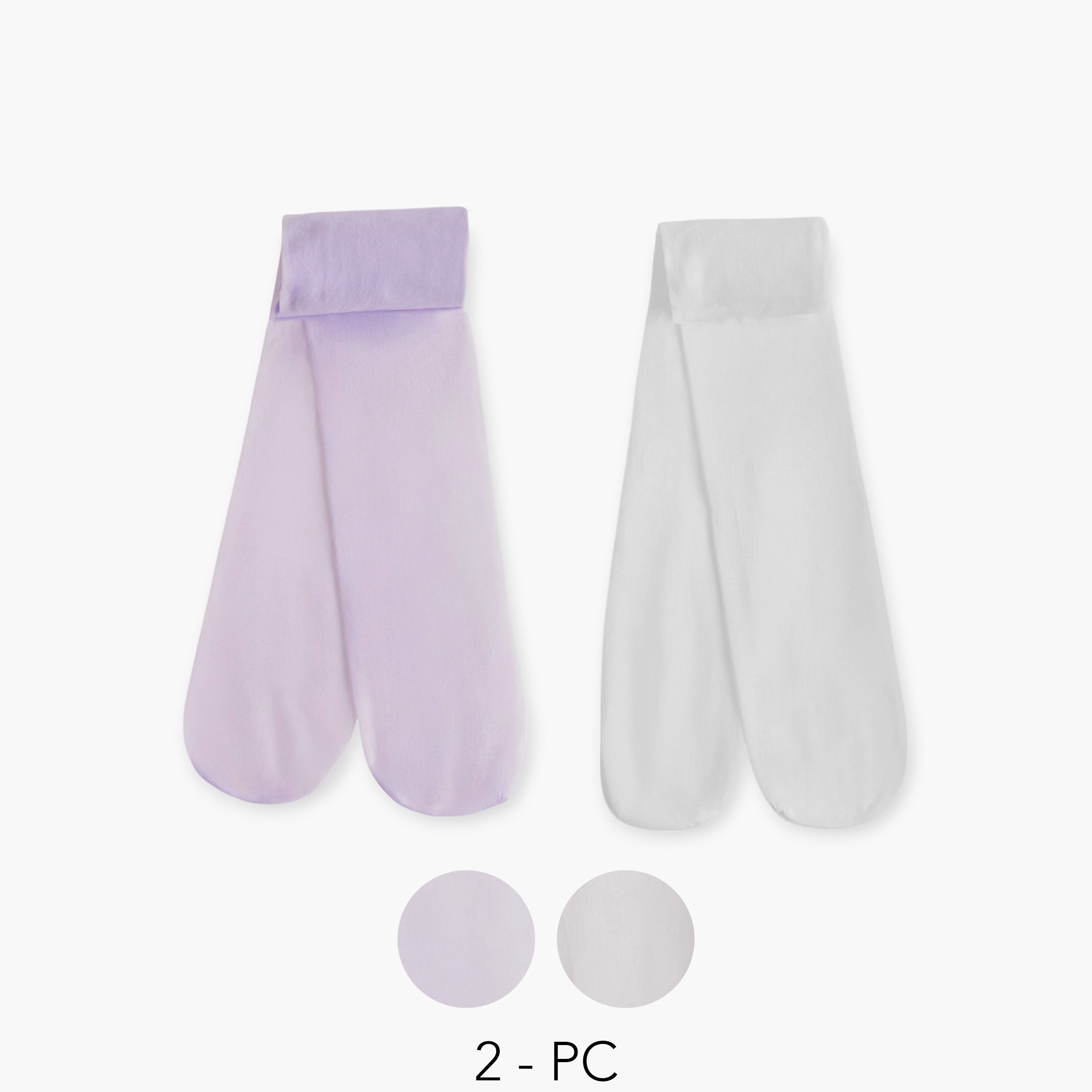 سراويل تحتانية سادة بخصر مطاطي من جونيورز - طقم من قطعتين-girls-accessories-socks-image-1