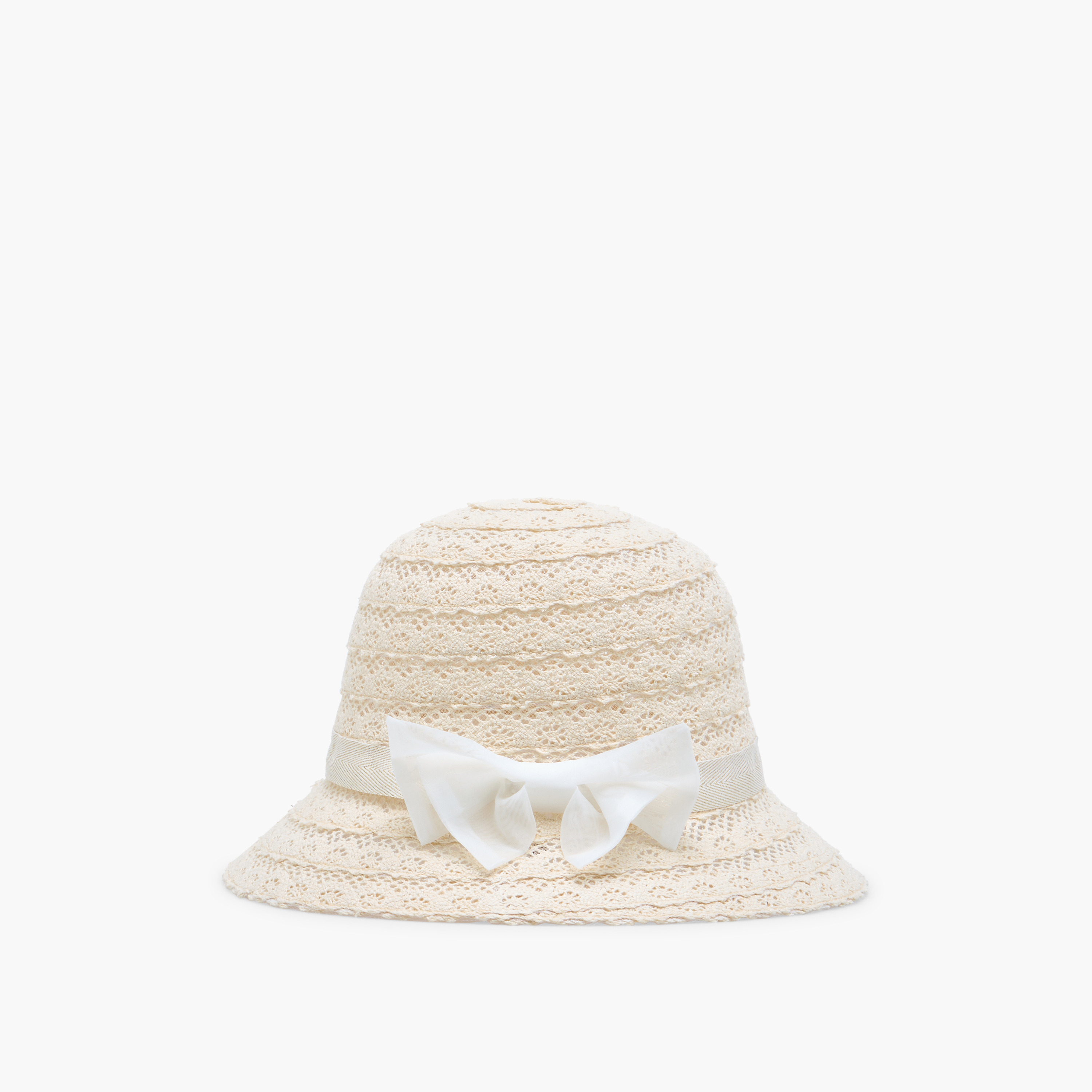 قبعة بارزة الملمس بتفاصيل حزام وفيونكة من جونيورز-girls-accessories-caps-image-6