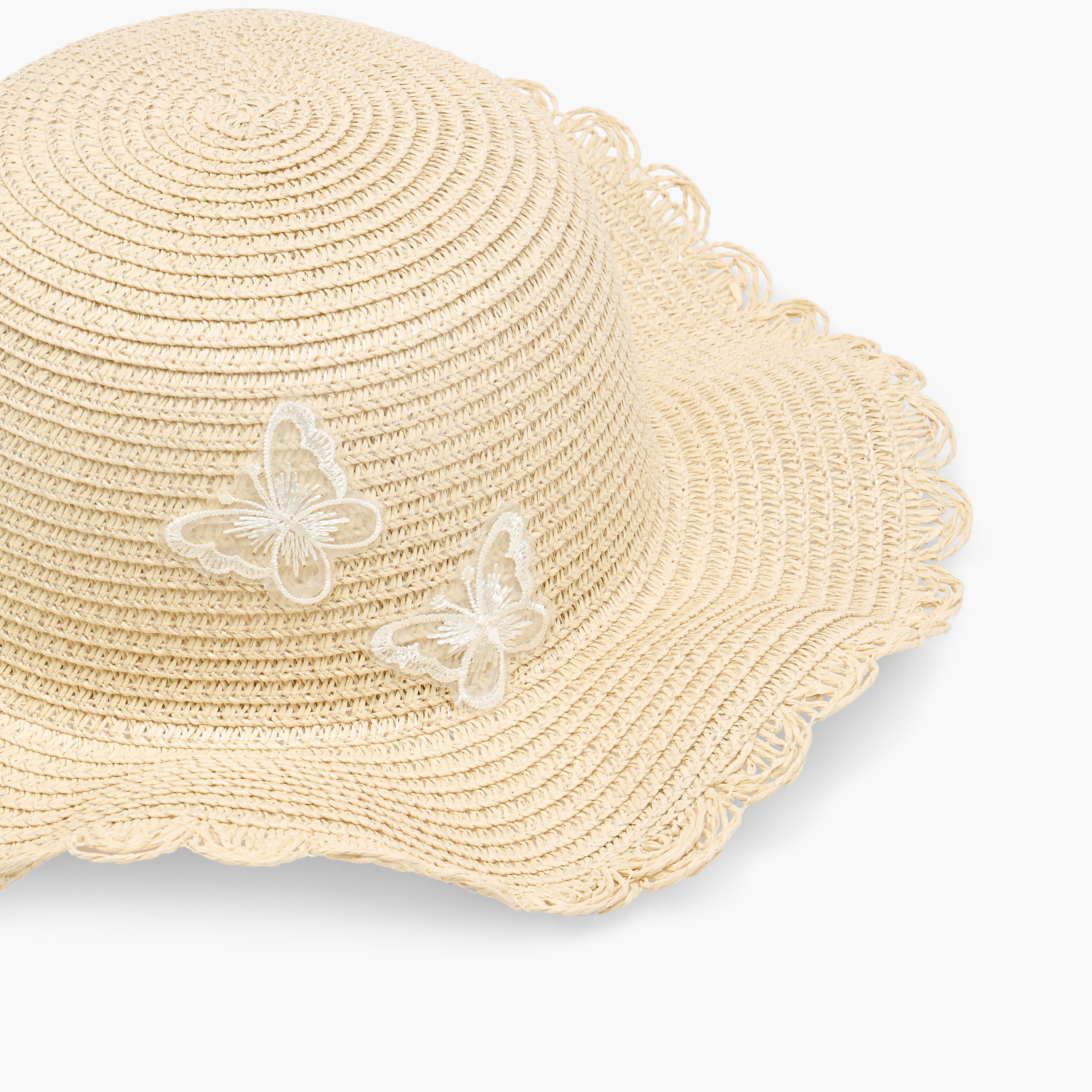 Juniors Textured Hat with Butterfly Applique-girls-accessories-caps-image-3