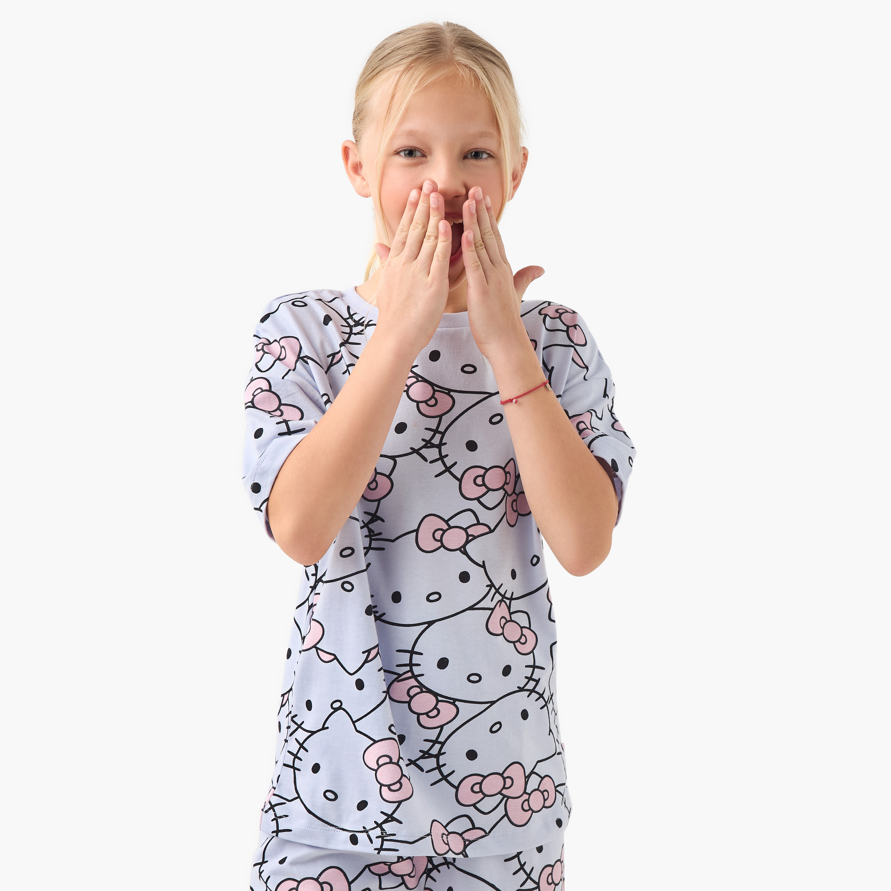 Sanrio Hello Kitty Print T-shirt and Pyjama Set-girls-clothing-nightwear-image-2
